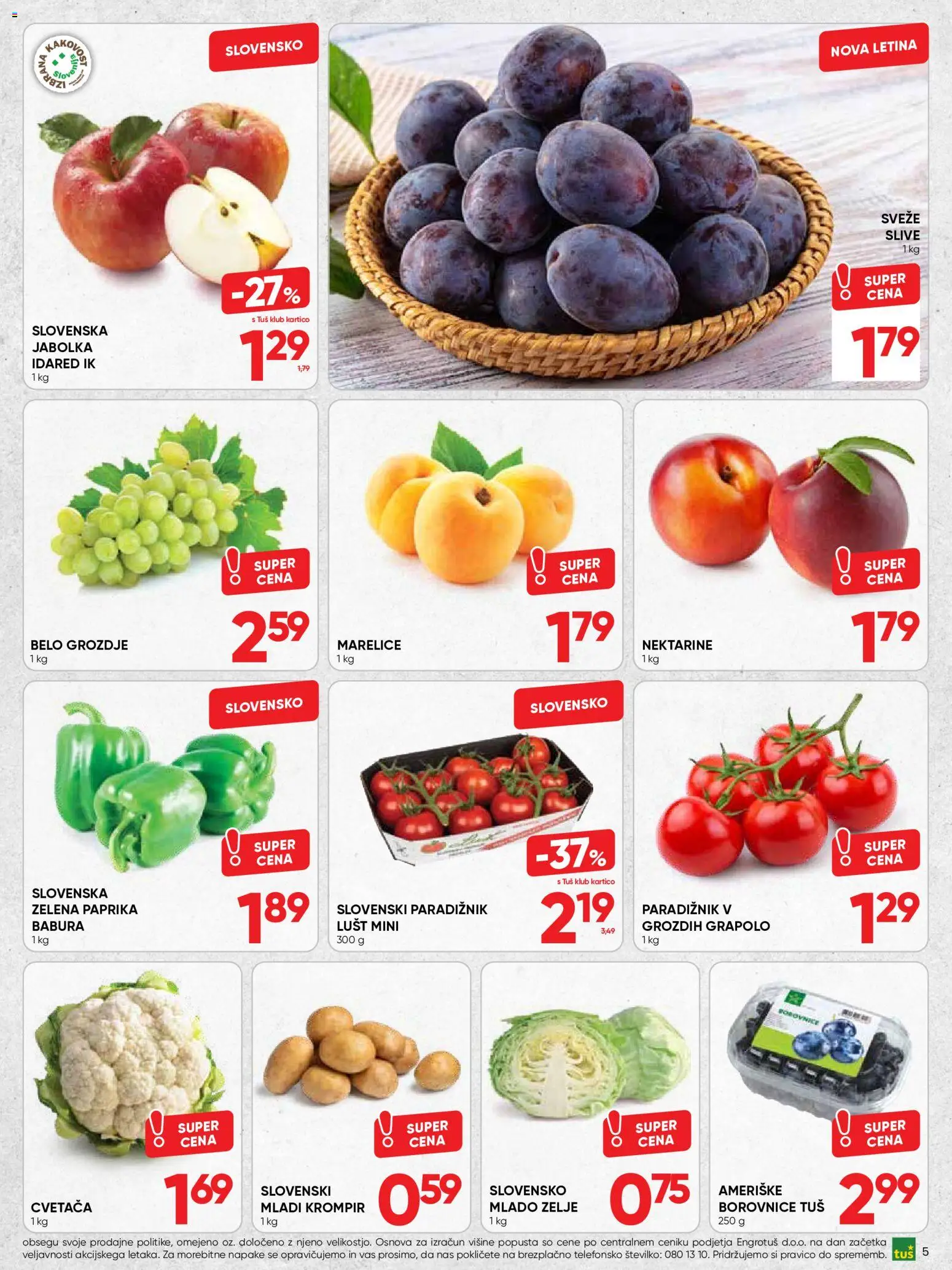 Novi Tuš katalog ponudbe – veljaven od 15.07.2026 | Stran: 5 | Izdelki: Paprika, Jabolka, Borovnice, Krompir