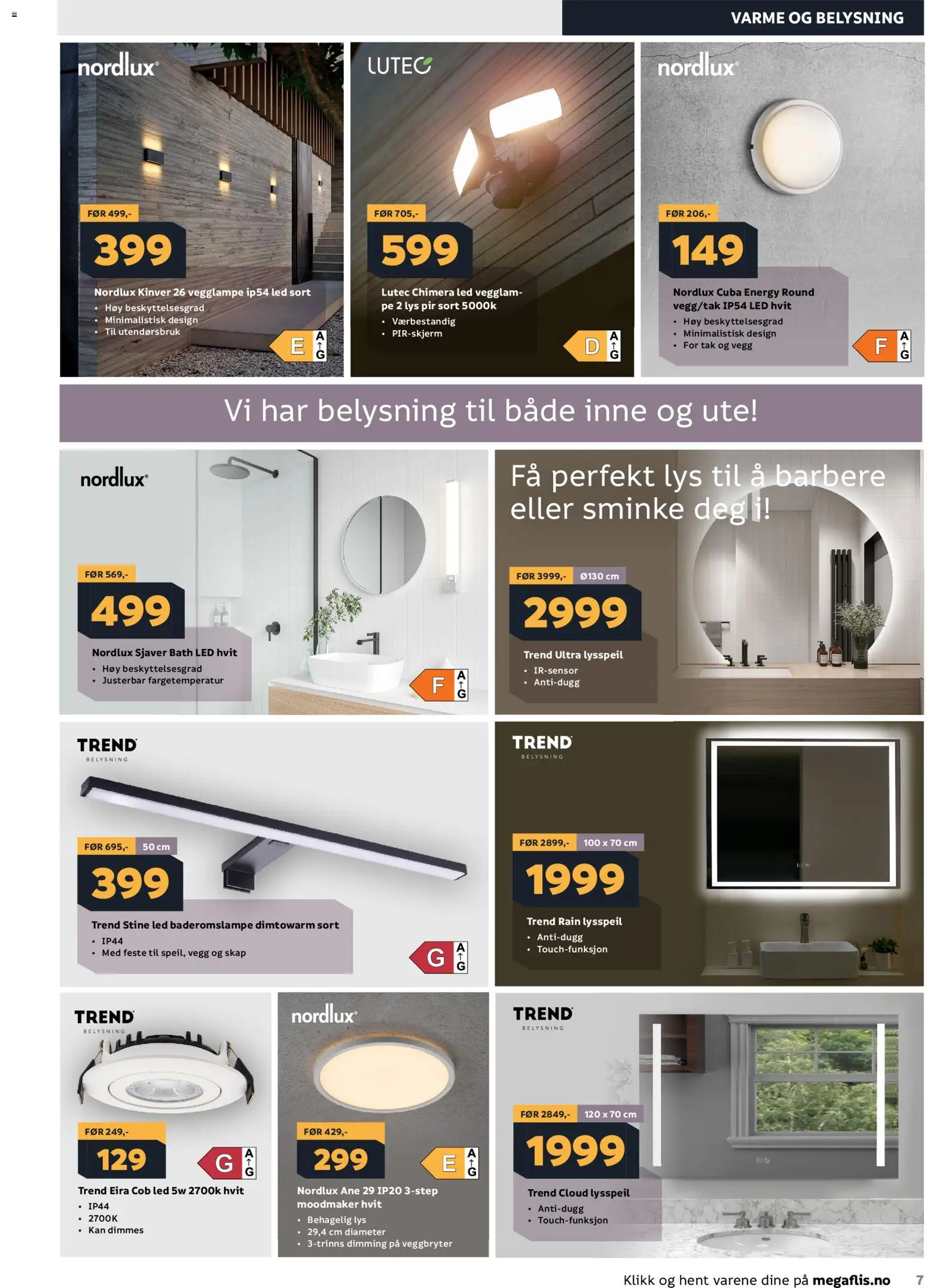 {H1} | Side: 7 | Produkter: Vegglampe, Lys, Sminke