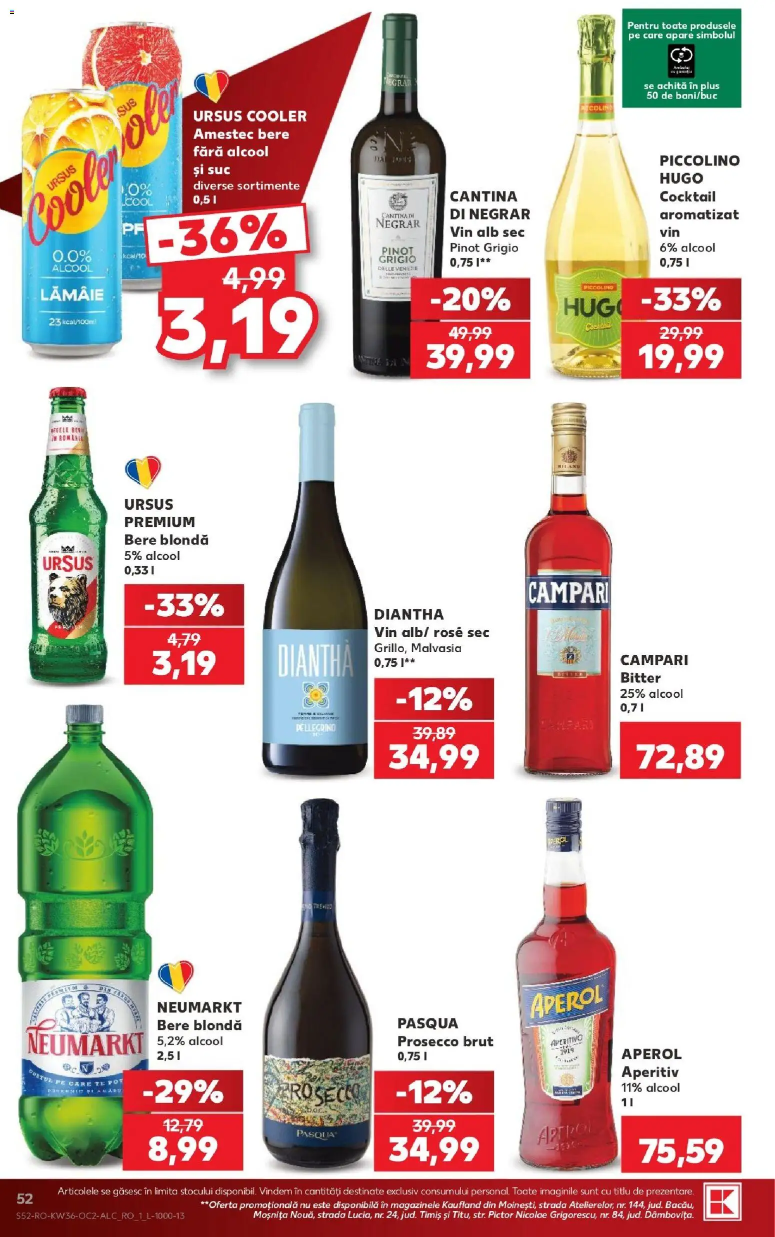 Kaufland Miercurea Ciuc 02.09.2026 - Revista si Oferta | Pagină: 52 | Produse: Cooler, Ursus cooler, Vin, Aperol
