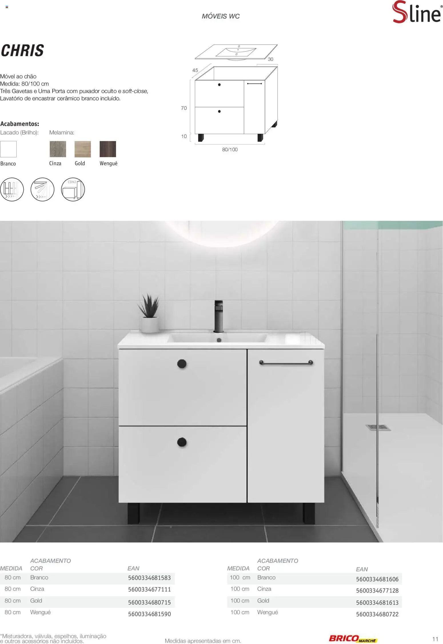BricoMarché Catálogo de Inspiração Banho │ válido de 15/06/2026 | Página: 11 | Produtos: Porta, Iluminação, Lavatório