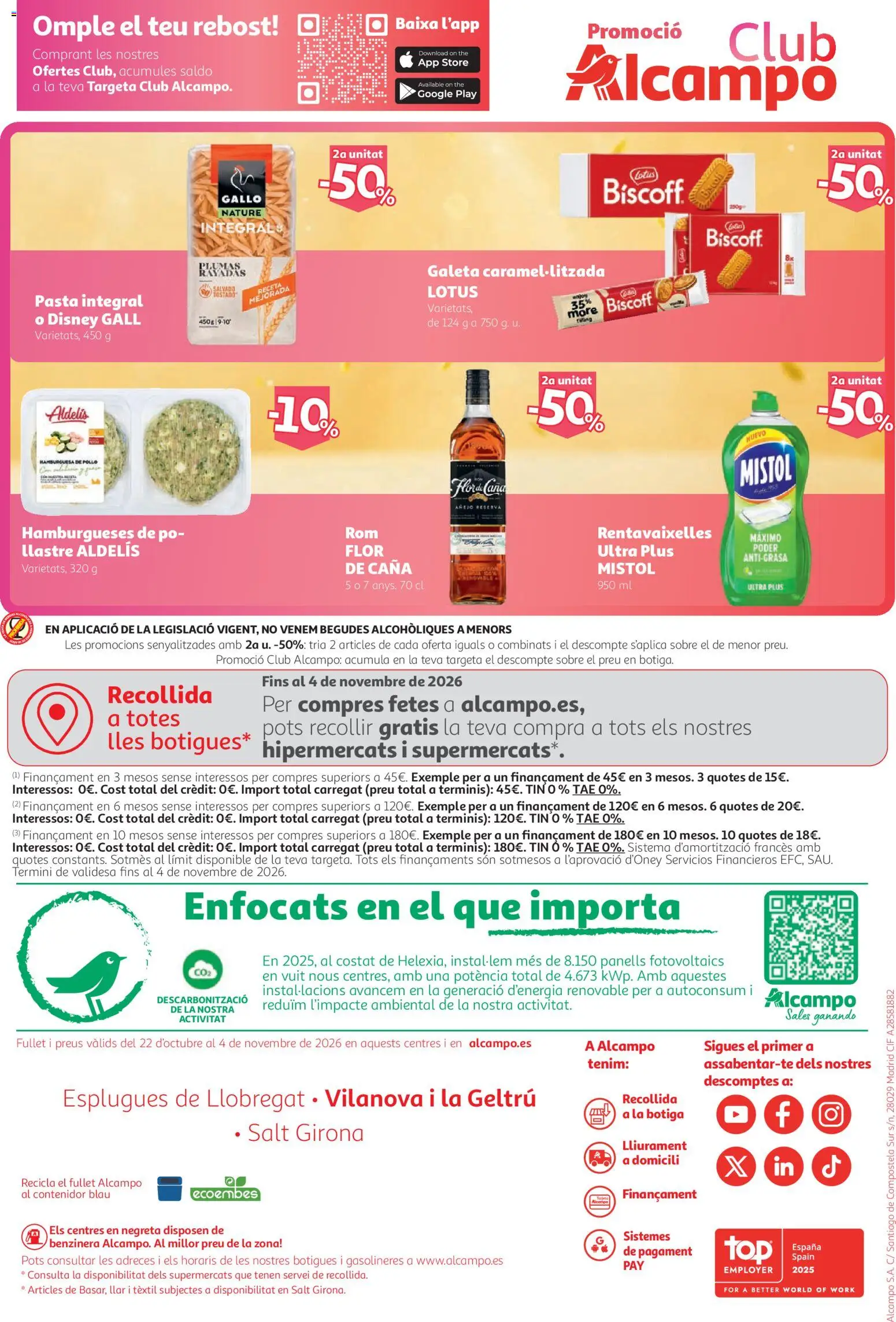 Alcampo folleto Vilanova I La Geltrú │ válido desde el 22/10/2026 | Página: 32 | Productos: Pasta, Lotus, Hamburguesa, Pollo