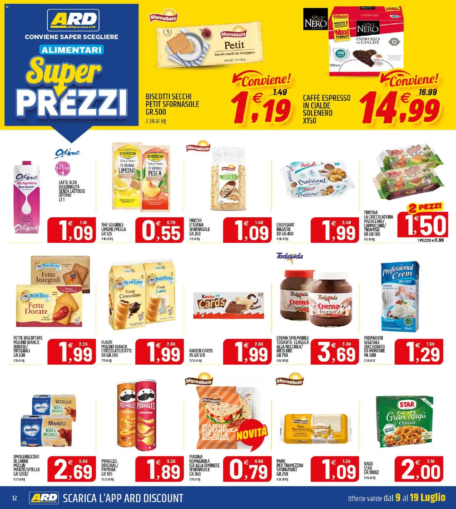 Volantino ARD Discount del 09/07/2026 | Pagina: 12 | Prodotti: Pane, Biscotti, Pesca, Fette biscottate