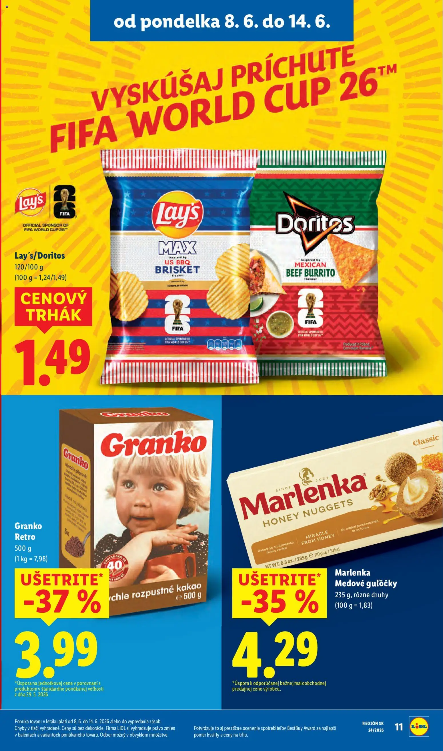 Nové Lidl akcie – leták je platný od 08.06.2026 | Strana: 21 | Produkty: Marlenka, Granko, Kakao