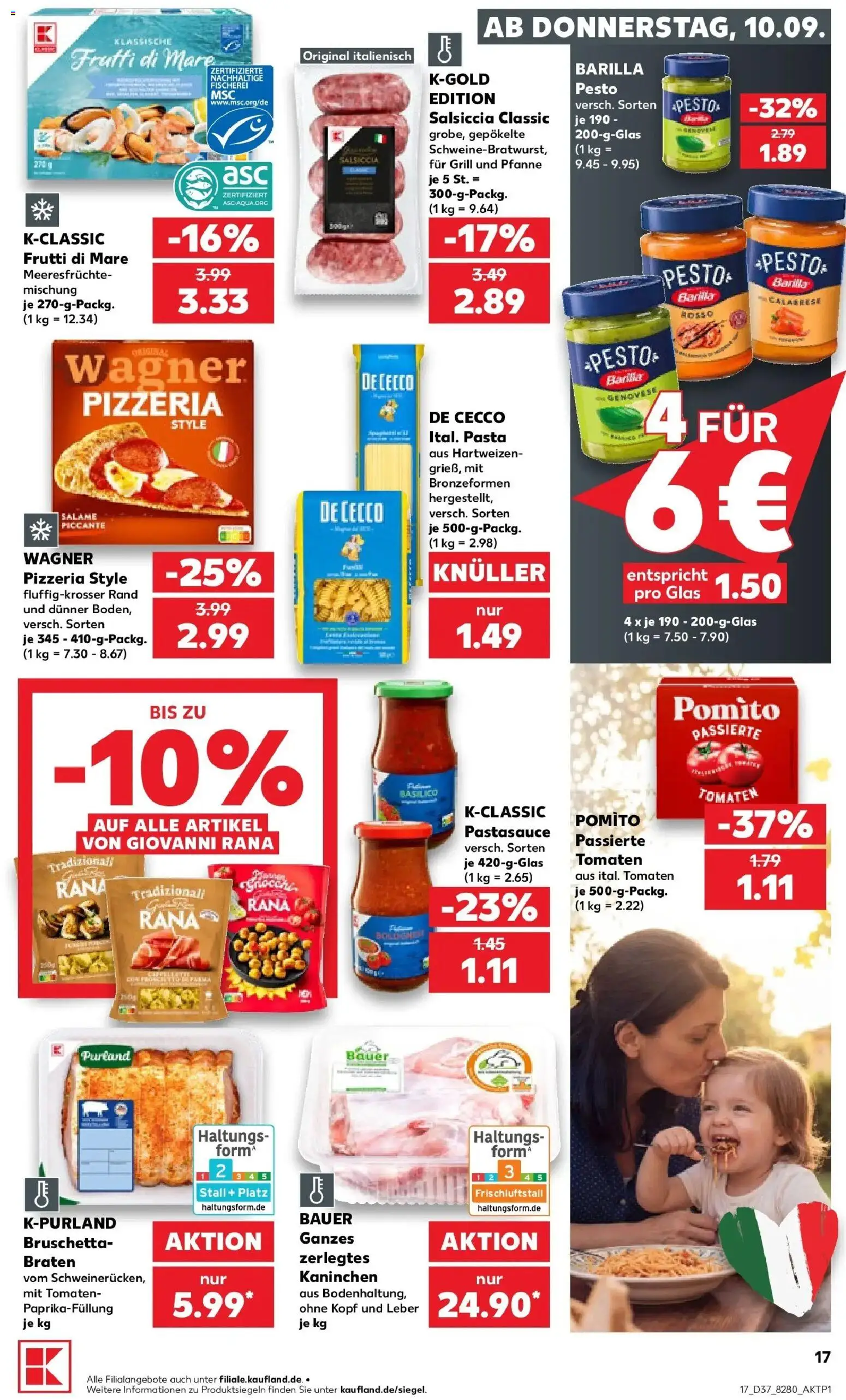 Prospekt Kaufland ab 10.09.2026 » Angebote Online zum Blättern | Seite: 17 | Produkte: Barilla, Kaninchen, Meeresfrüchte, Pasta