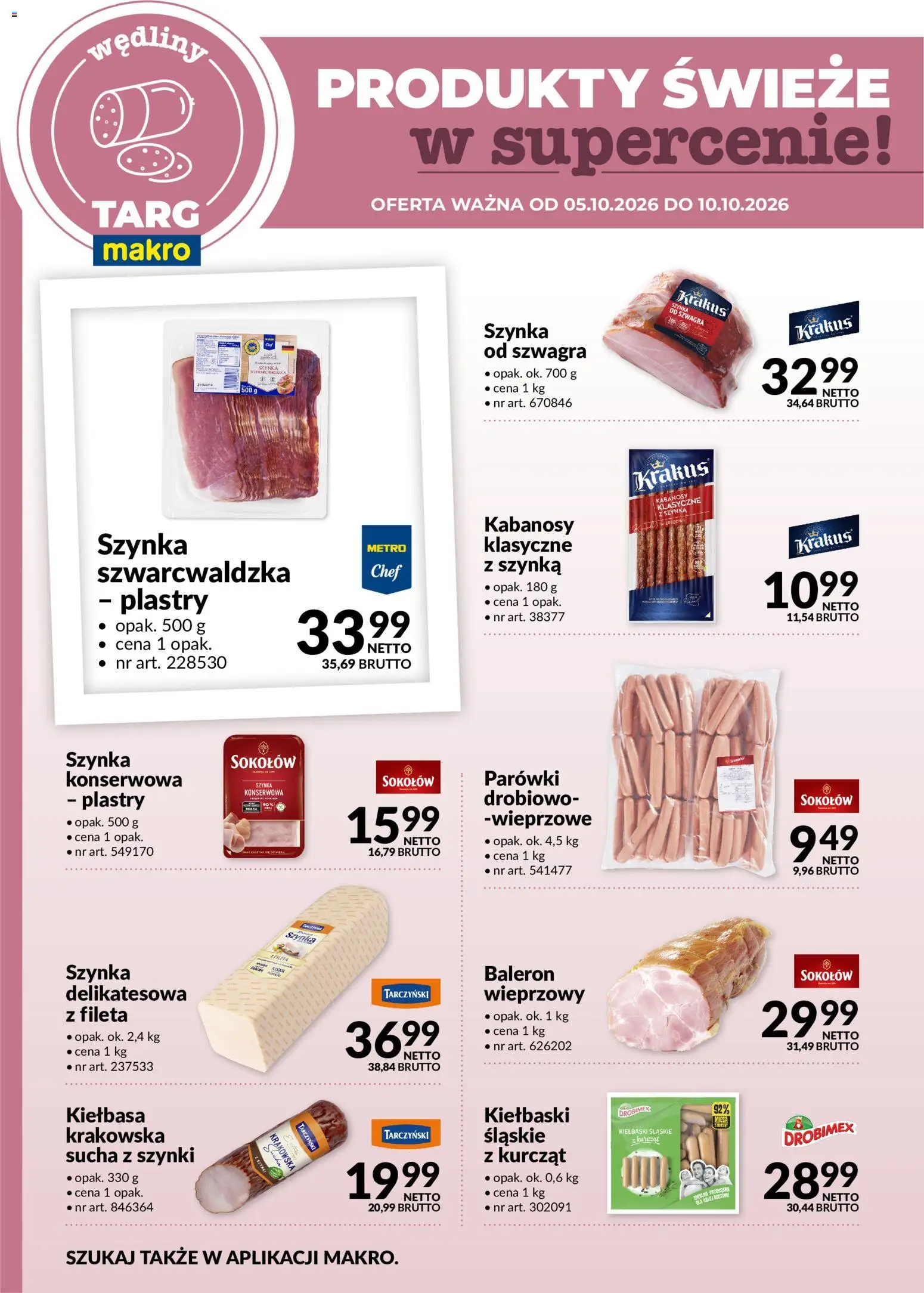 Makro gazetka - Oferta świeża w super cenach od 05.10.2026 | Strona: 3 | Produkty: Kabanosy, Parówki, Kiełbaski, Szynka