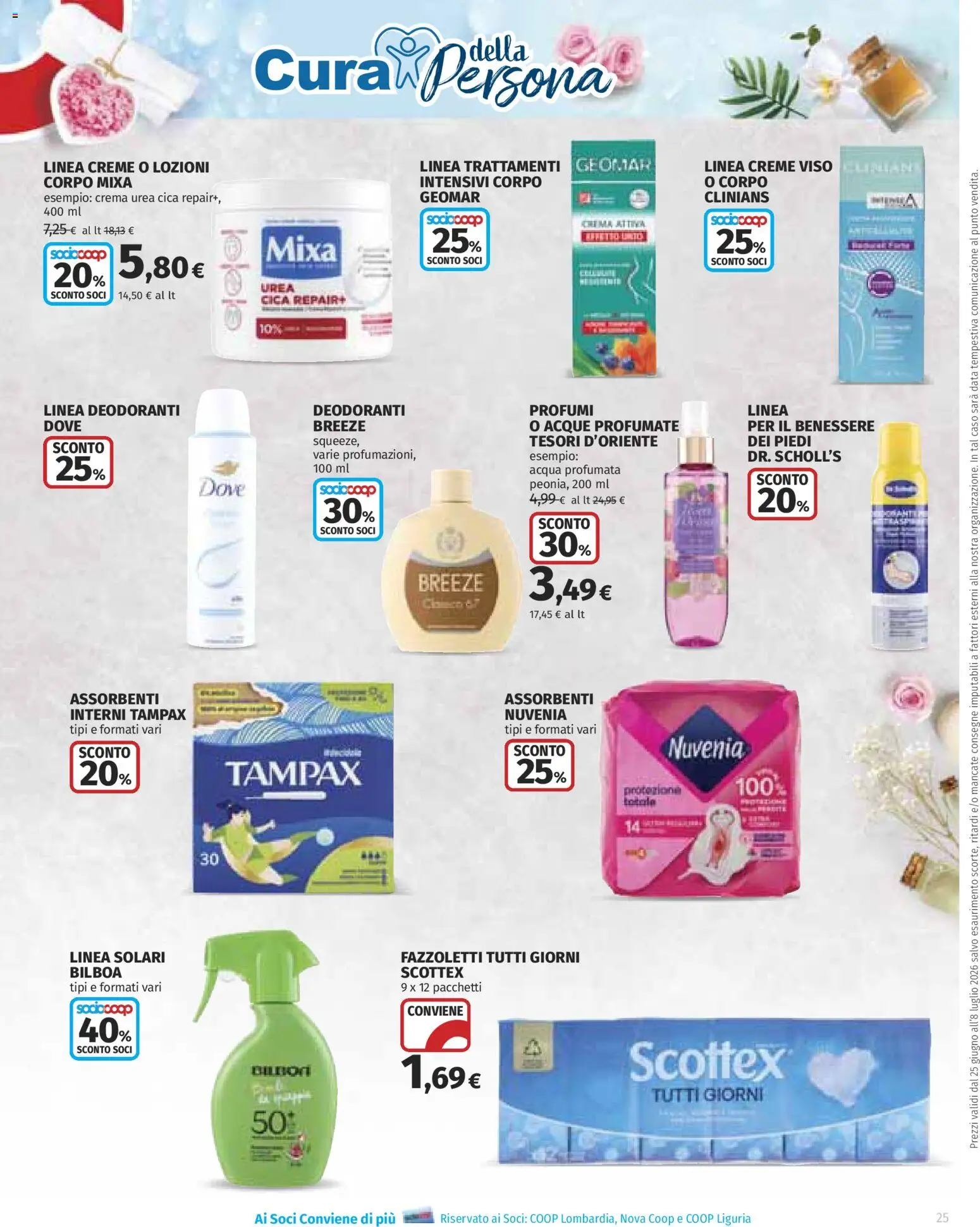 Volantino COOP del 25/06/2026 | Pagina: 25 | Prodotti: Crema, Fazzoletti, Acqua, Data