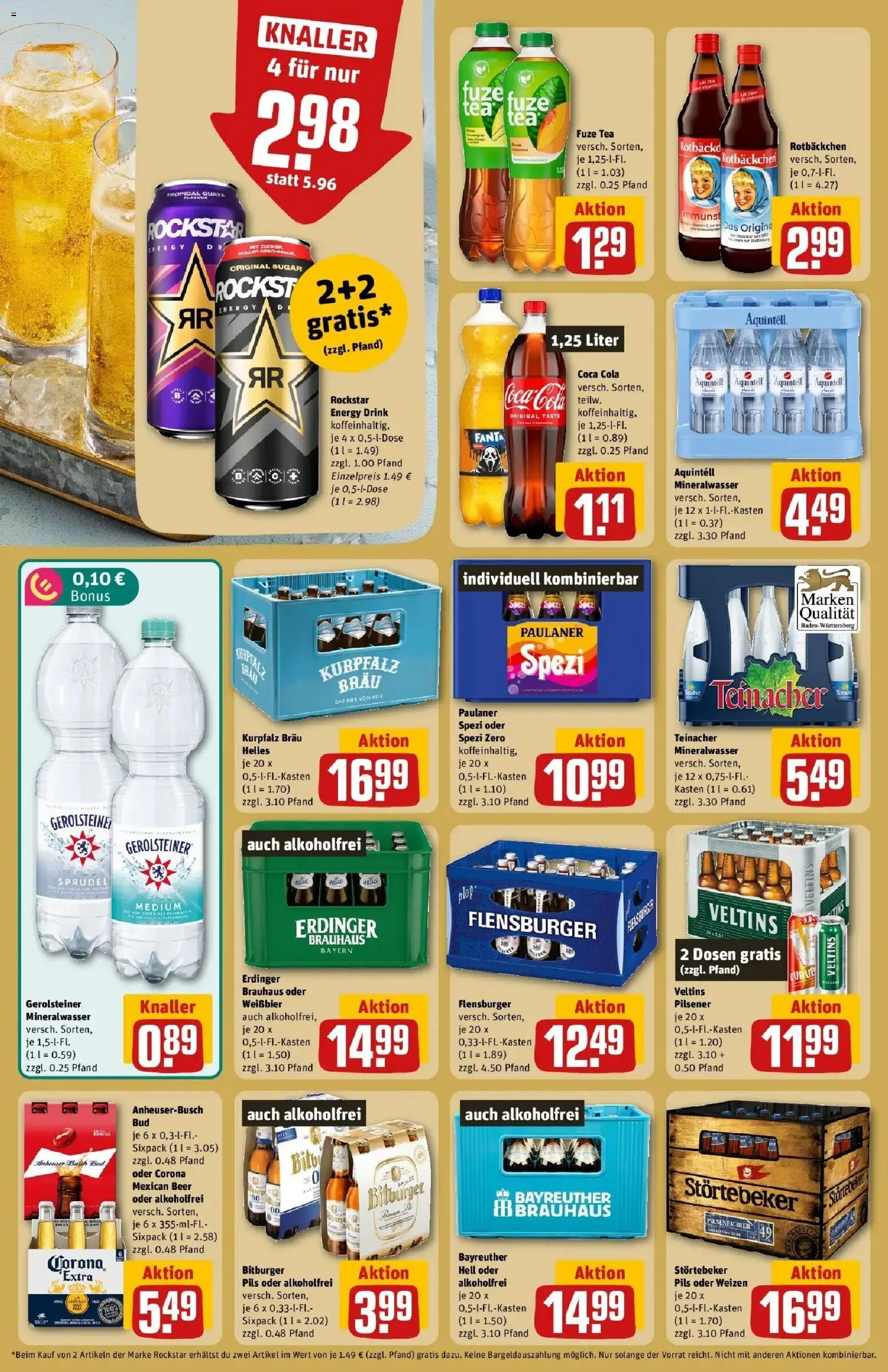 REWE Prospekt ab 07.09.2026 zum Blättern » Angebote | Seite: 22 | Produkte: Fuze tea, Coca cola, Paulaner spezi, Pils
