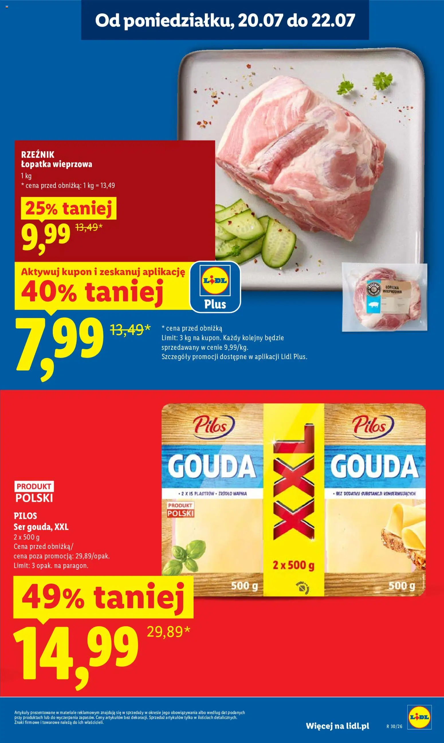 Lidl gazetka od 20.07.2026 | Strona: 5 | Produkty: Łopatka wieprzowa, Ser