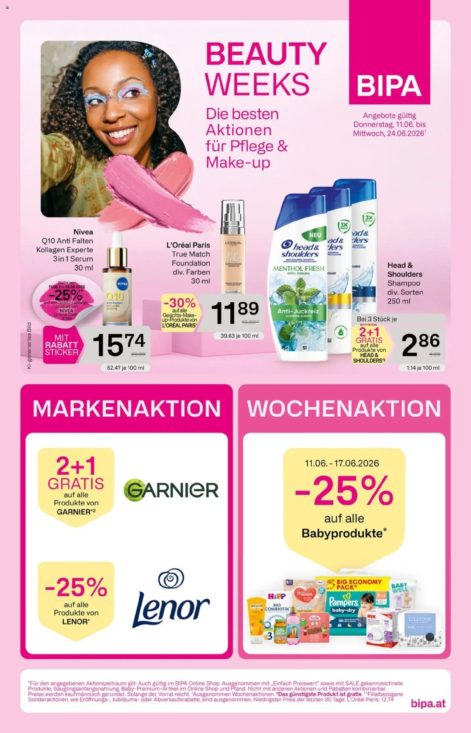 Bipa Flugblatt gültig ab 11.06.2026 | Seite: 1 | Produkte: Pampers, Shampoo