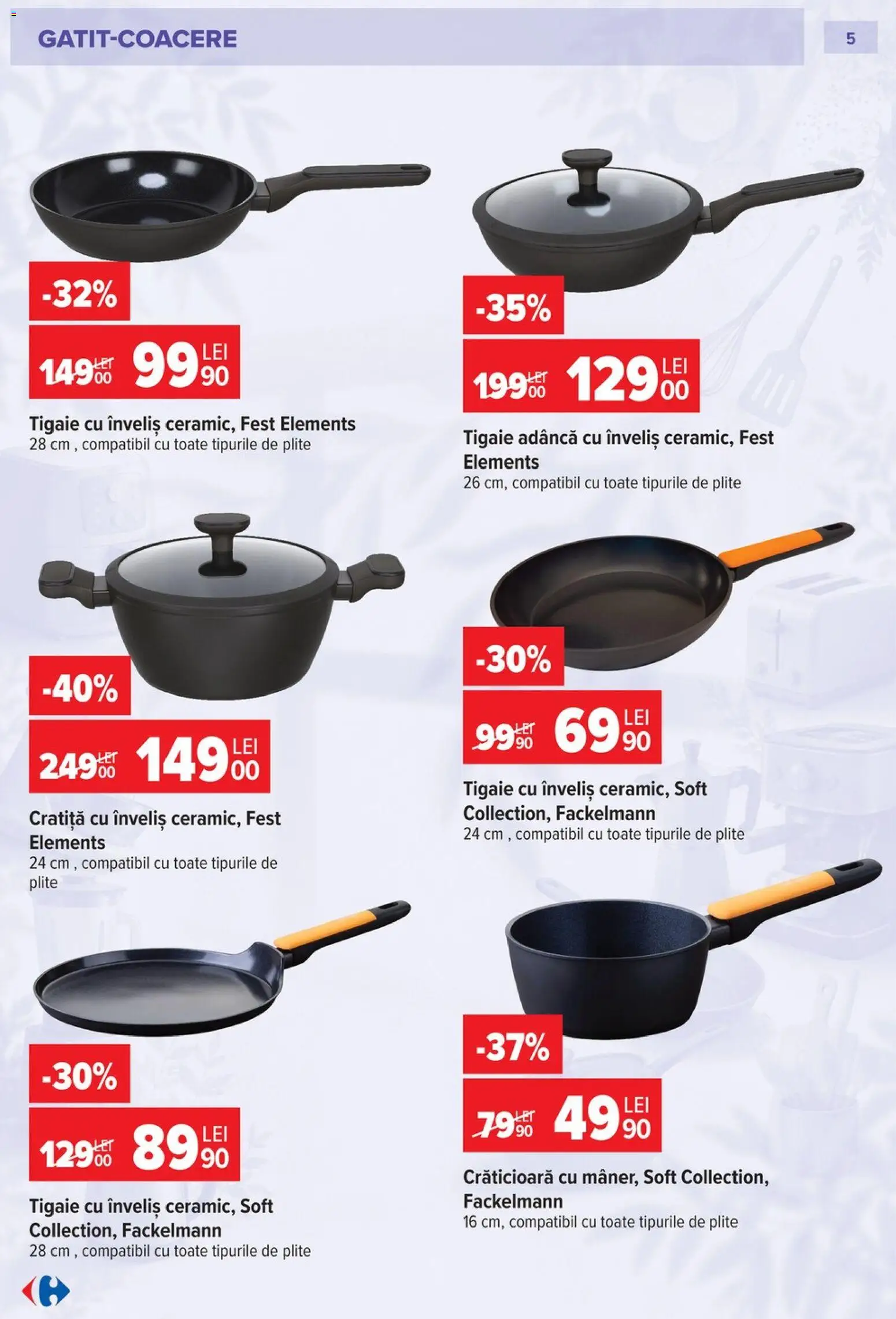 Noul catalog Carrefour – valabil de la 23.09.2026 | Pagină: 5 | Produse: Tigaie, Cratiță