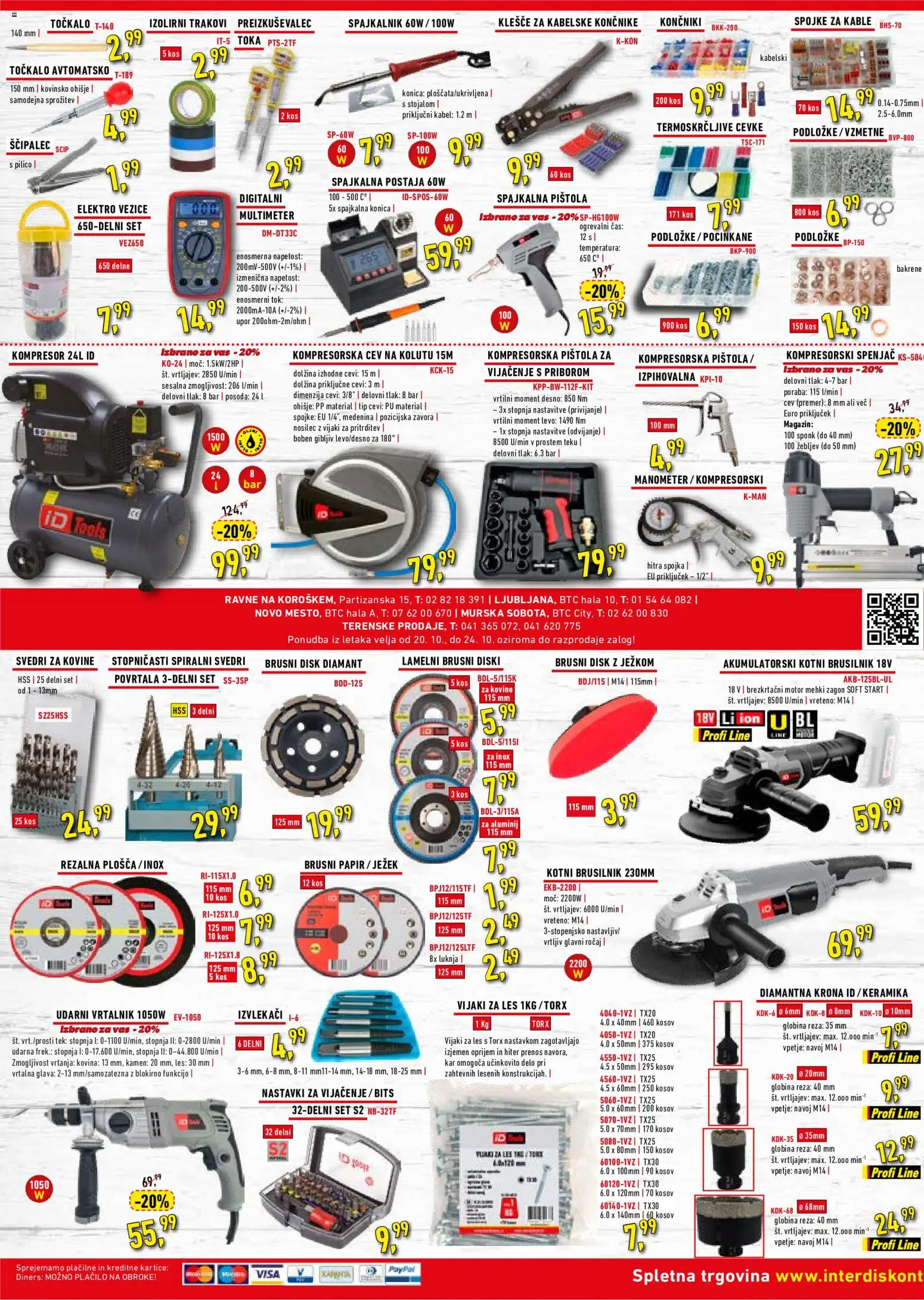 Novi Inter Diskont katalog ponudbe – veljaven od 20.10.2026 | Stran: 1 | Izdelki: Kabel, Vrtalnik, Svedri, Brusilnik