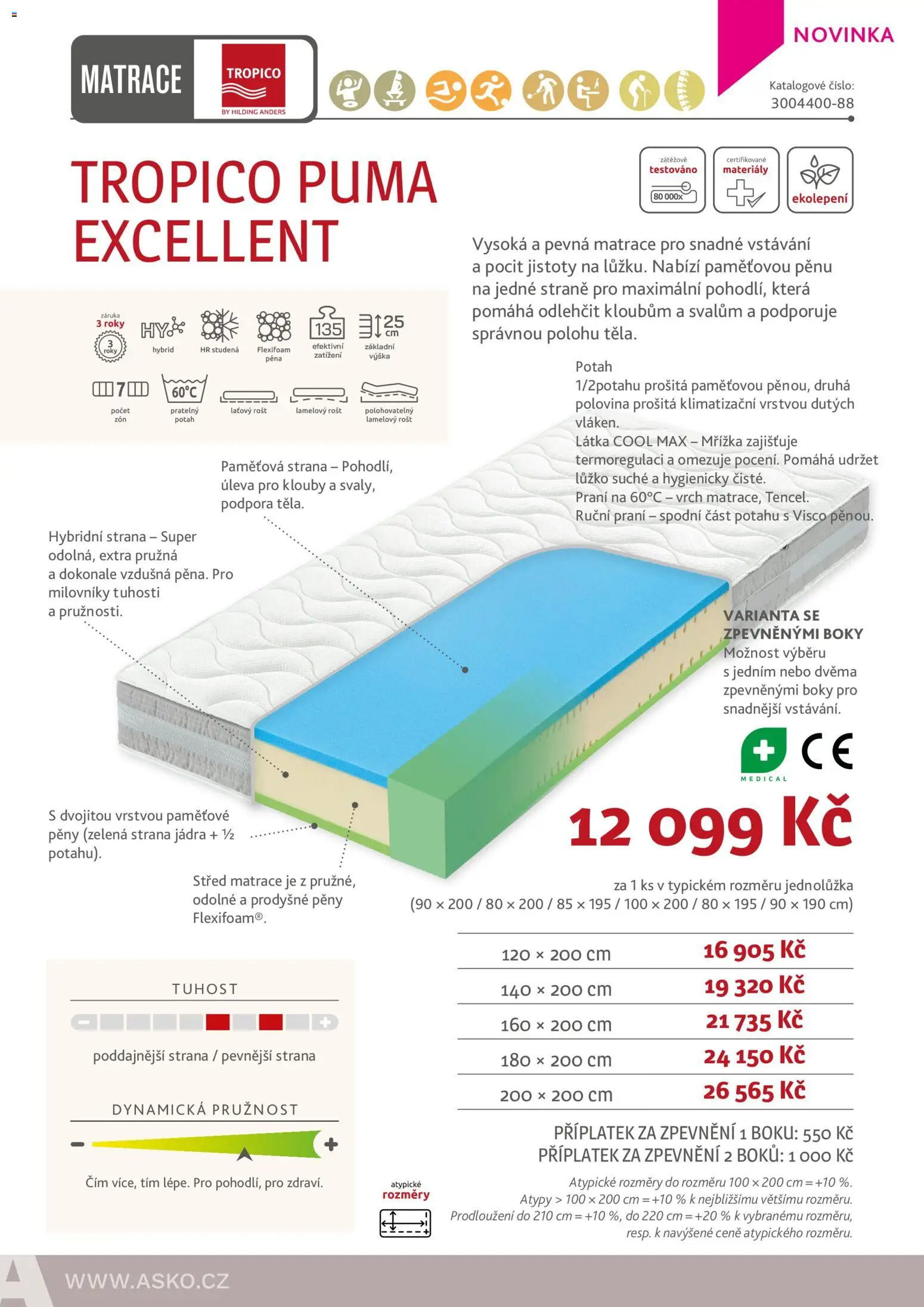 ASKO nábytek leták - Nabídka matrací od 01.01.2026 | Strana: 18 | Produkty: Matrace, Rošt, Pěna