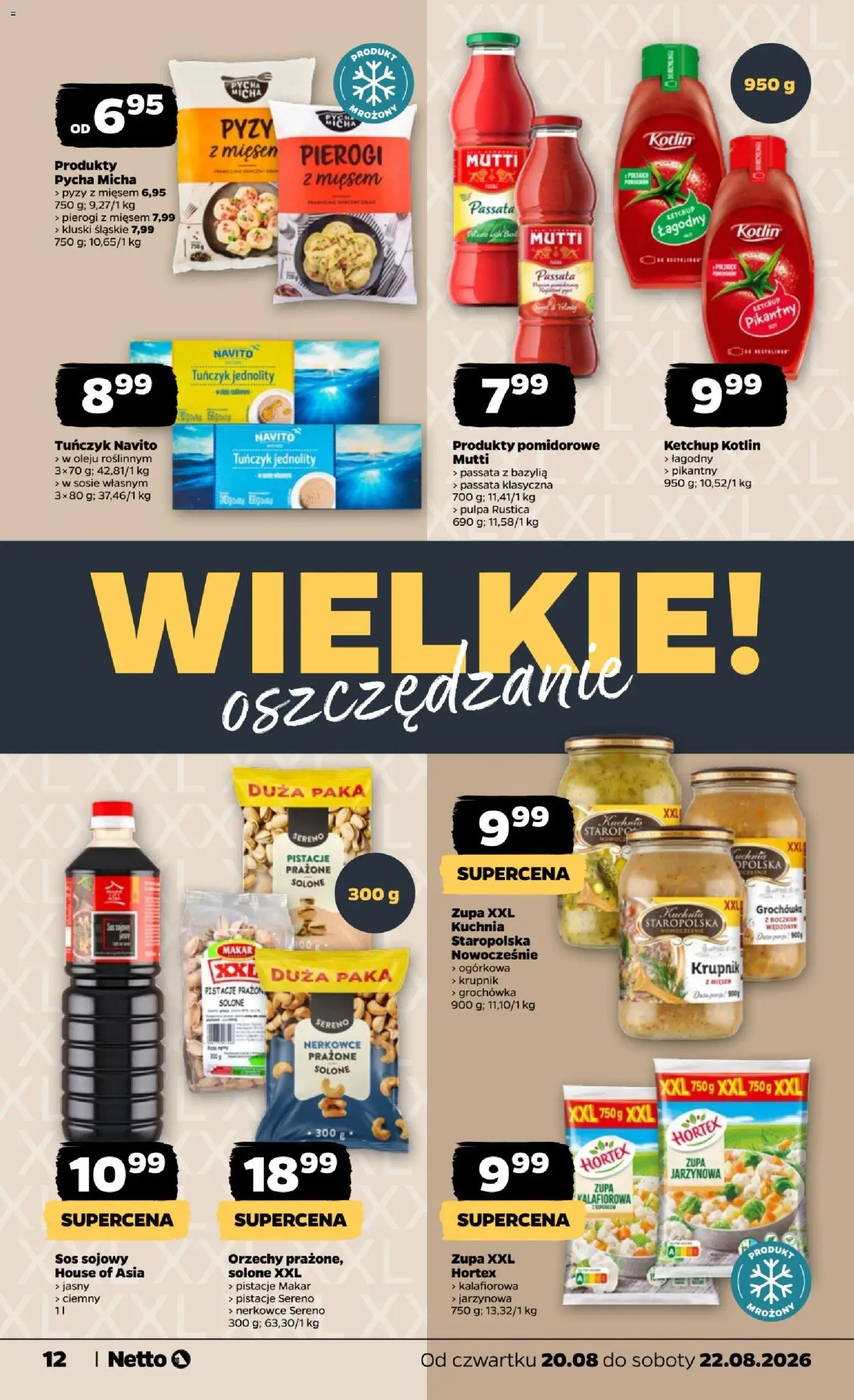Netto gazetka od czwartku od 20.08.2026 | Strona: 12 | Produkty: Pierogi, Zupa, Kluski, Orzechy