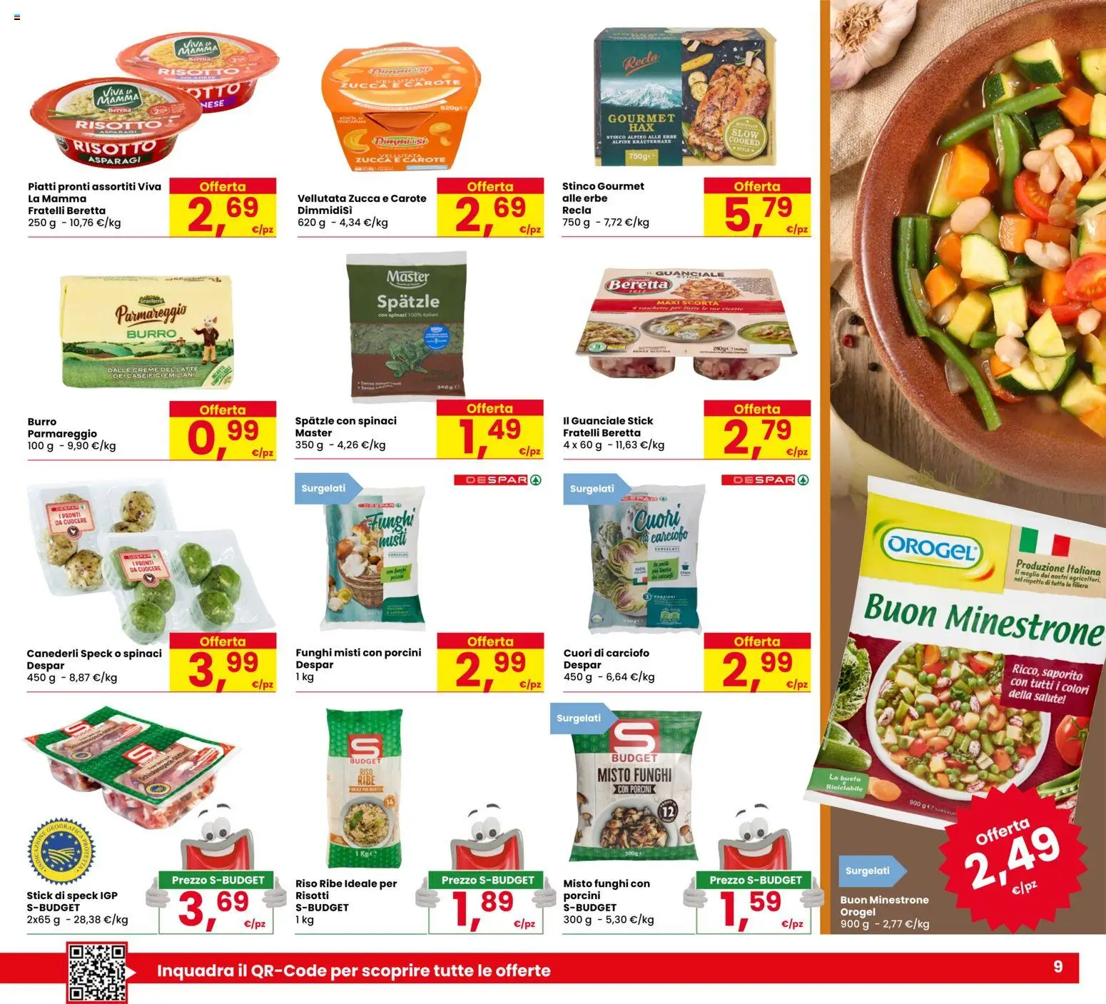 Volantino Eurospar del 15/10/2026 | Pagina: 9 | Prodotti: Spatzle, Piatti pronti, Spinaci, Asparagi