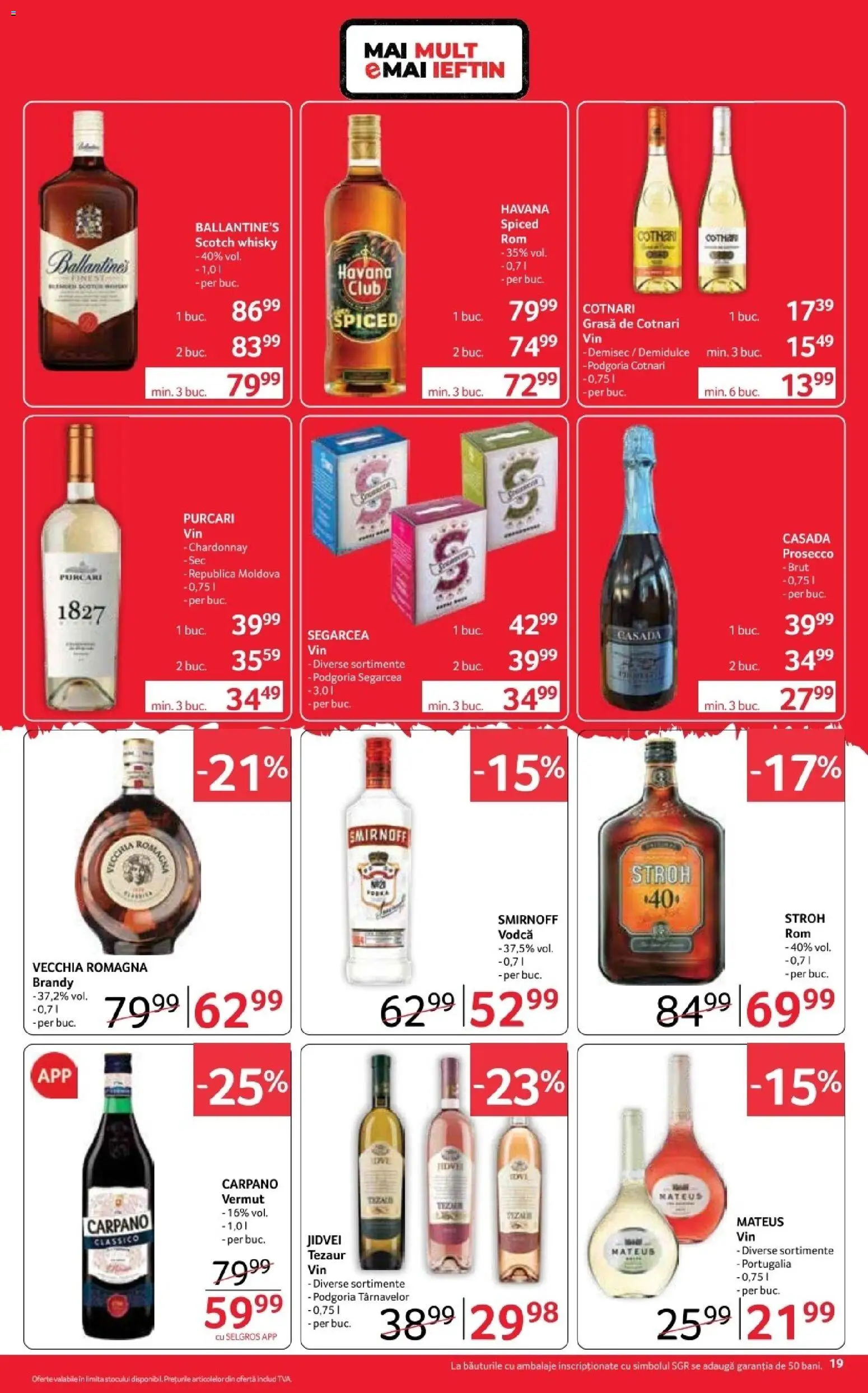 Noul catalog Selgros – valabil de la 16.10.2026 | Pagină: 19 | Produse: Vodca, Scotch Whisky, Ballantine's, Prosecco