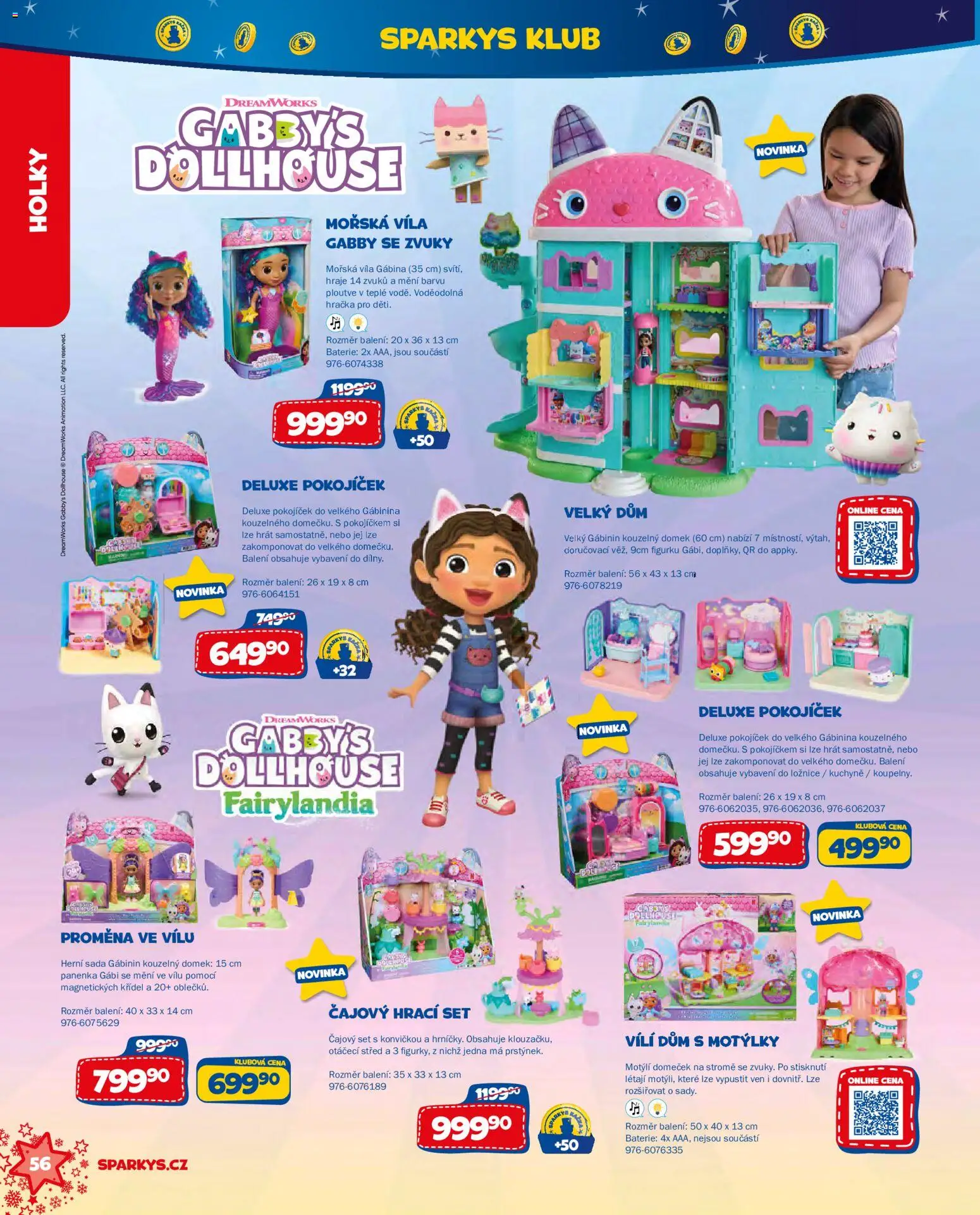 Sparkys katalog Vánoce 2026 od 01.10.2026 | Strana: 56 | Produkty: Panenka, Gabby's Dollhouse, Baterie, Kuchyně