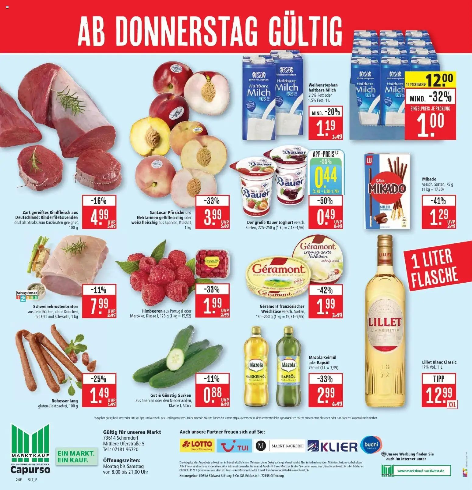 Marktkauf Prospekt Schorndorf (ab 07.09.2026) » Angebote online | Seite: 28 | Produkte: Himbeeren, Milch, Milch 3,5%, Uhr