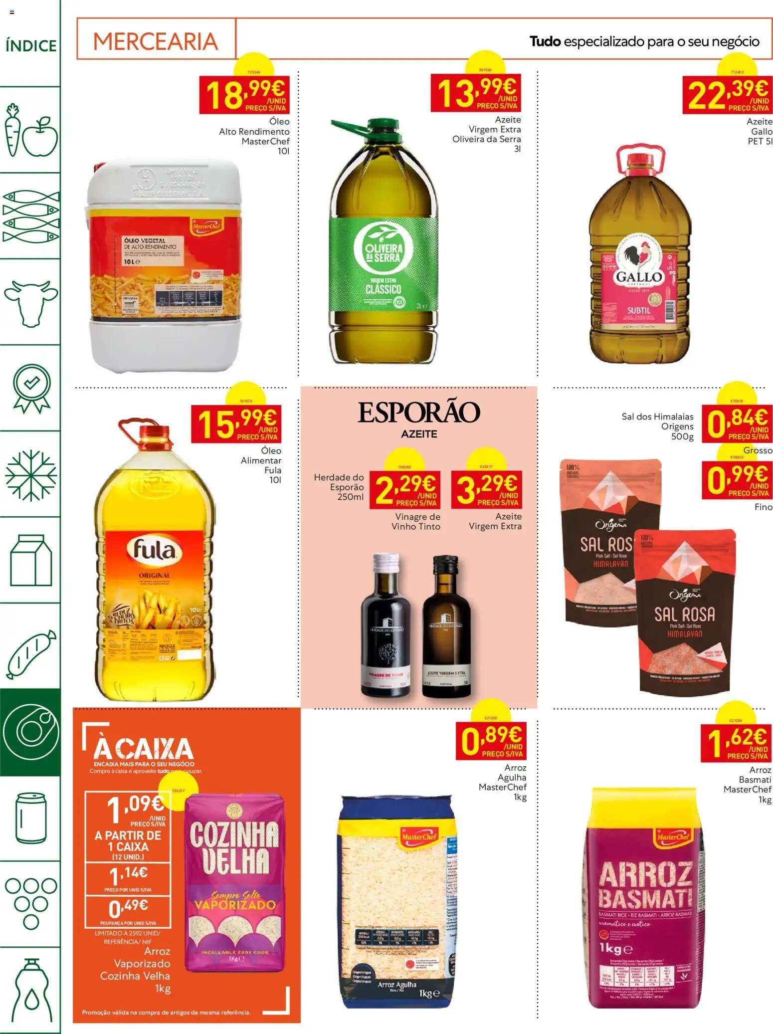 Recheio Horeca │ válido de 21/07/2026 | Página: 18 | Produtos: Vinagre, Azeite, Arroz basmati, Caixa