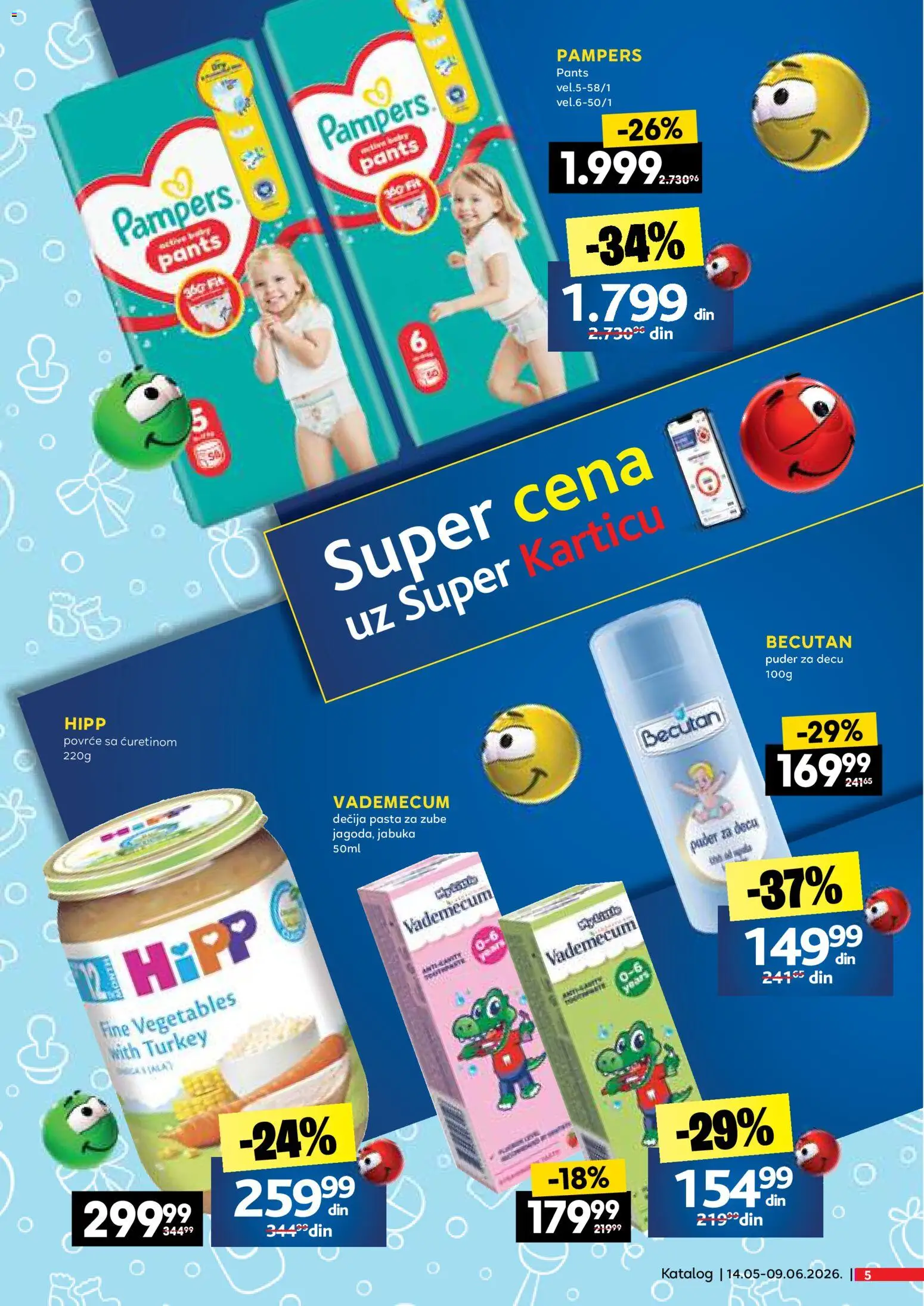 Idea katalog - važi od 14.05.2026 | Strana: 5 | Proizvode: Pampers, Puder, Pasta za zube
