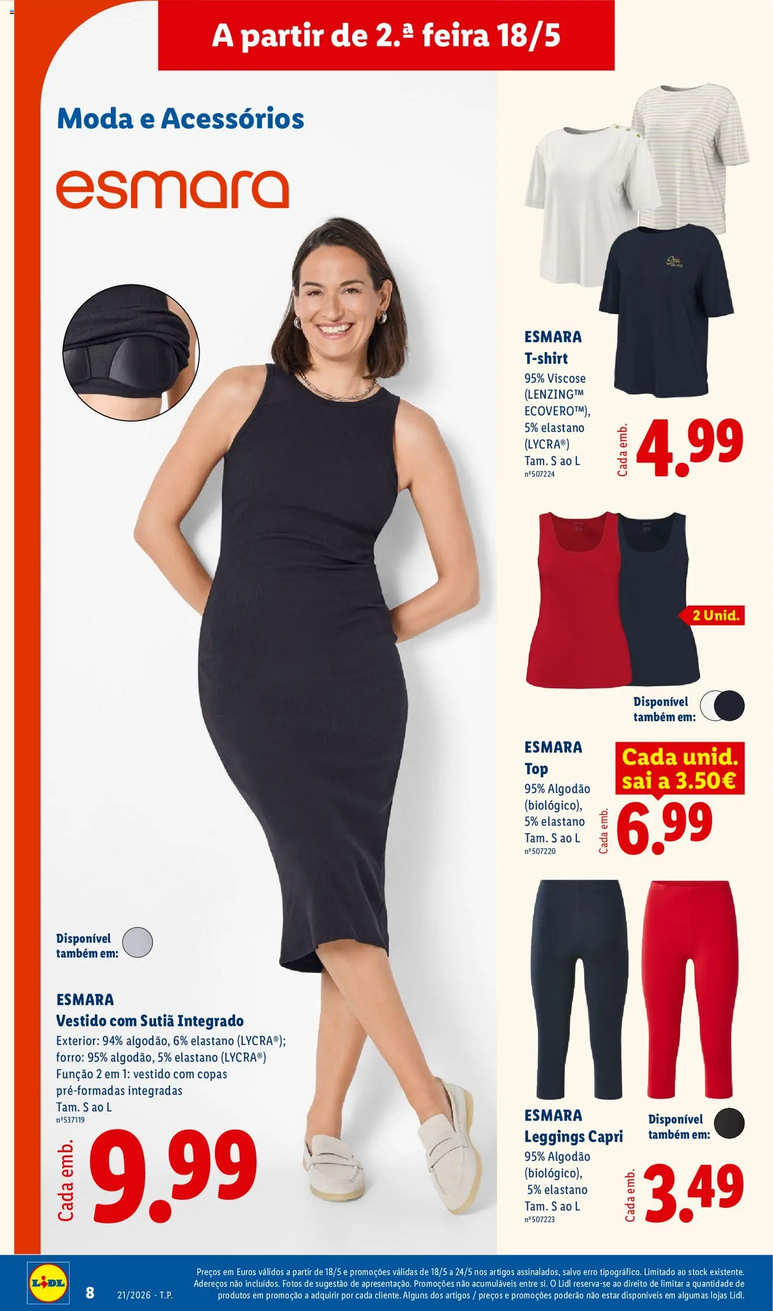 Lidl Novidades │ válido de 18.05.2026 | Página: 8 | Produtos: Top, Algodão, Sutiã, Leggings