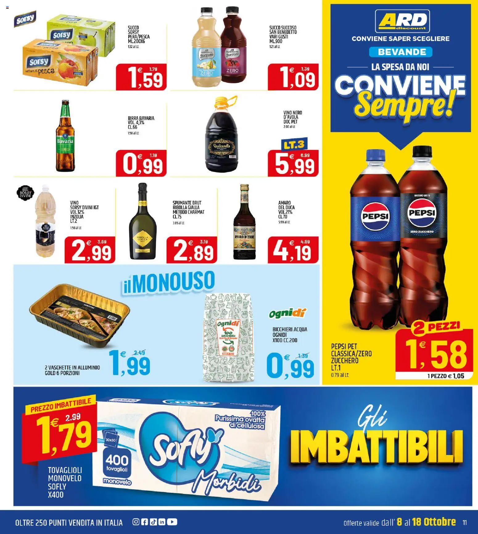 Volantino ARD Discount del 08/10/2026 | Pagina: 11 | Prodotti: Birra, Bevande, Spumante, Alluminio