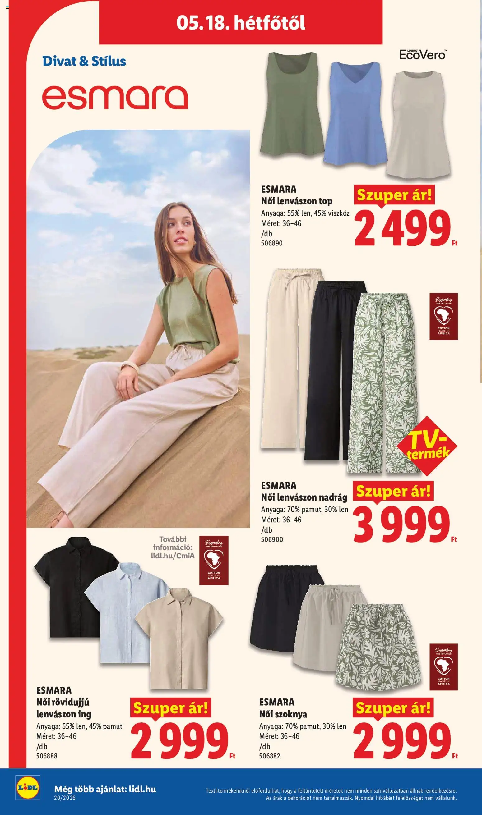 Lidl akciós ujság - amely érvényes a következő dátumtól: 14.05.2026 | Oldal: 48 | Termékek: Szoknya, Ing, Nadrág