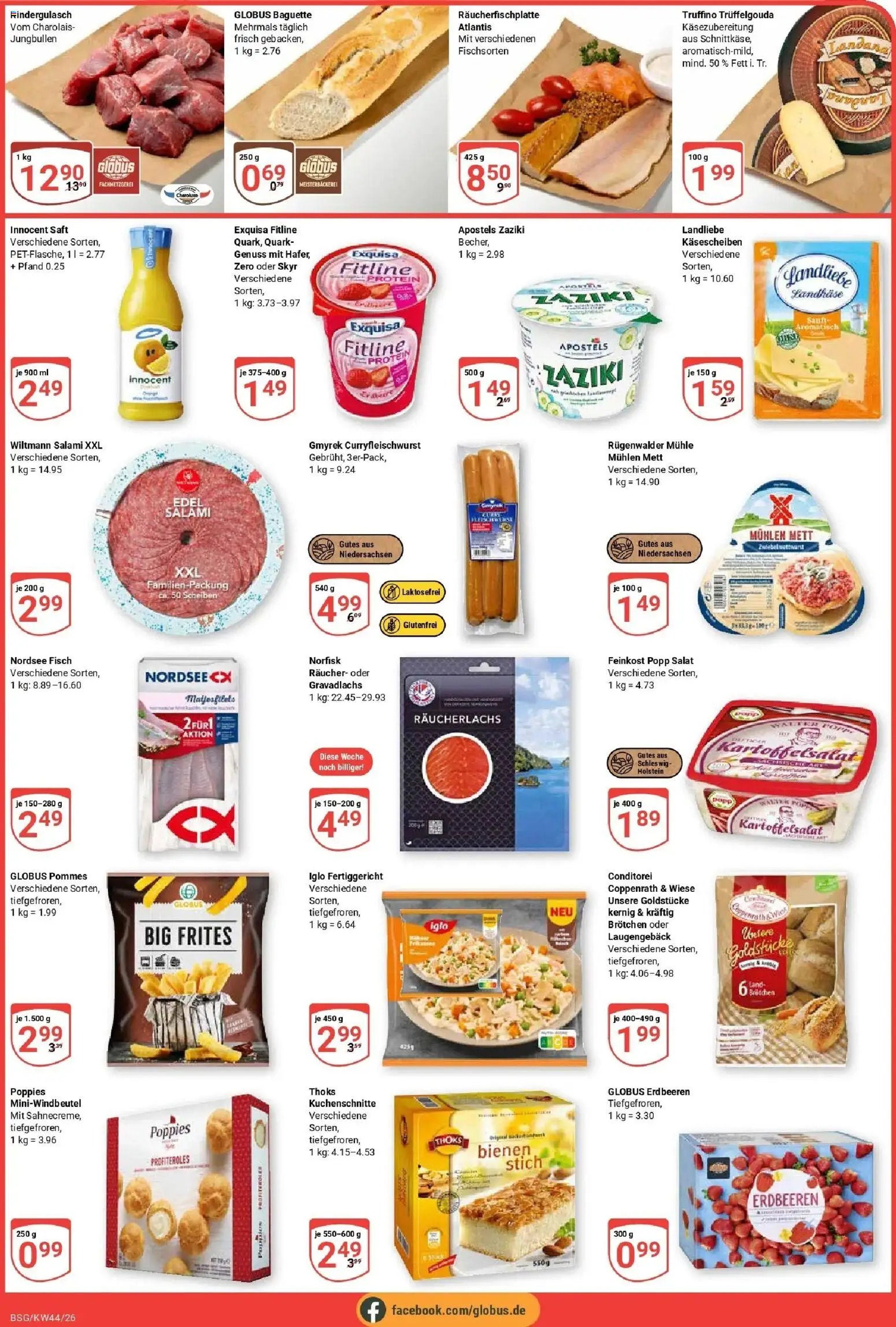 Globus Prospekt Braunschweig – gültig ab 26.10.2026 | Seite: 3 | Produkte: Baguette, Skyr, Räucherlachs, Salami