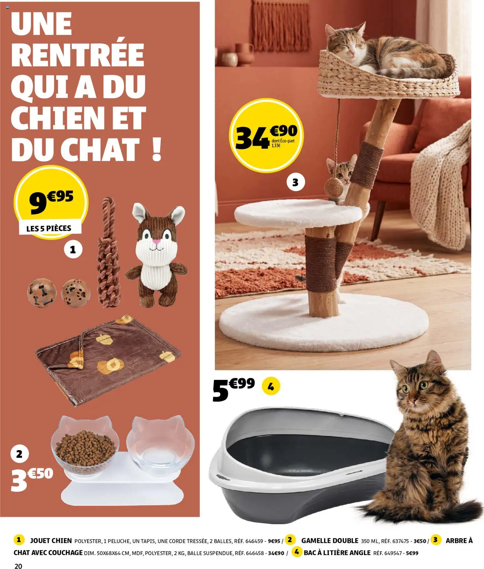 {H1} | Page: 20 | Produits: Bac à litière, Arbre à chat, Litière, Jouet chien