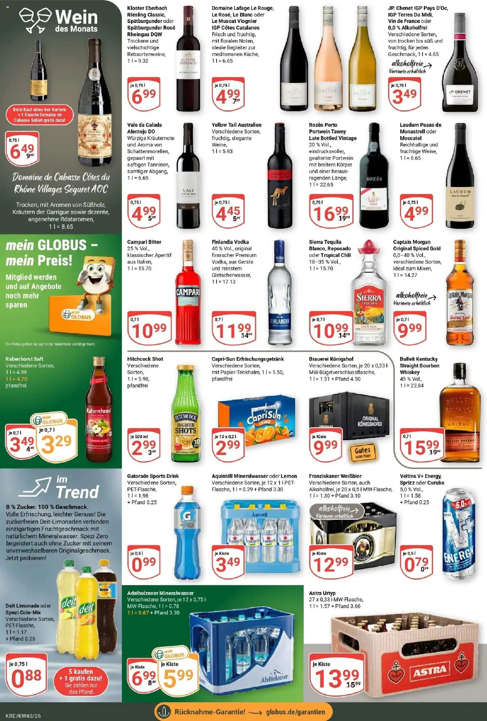 Globus Prospekt Krefeld (ab 28.09.2026) » Angebote online | Seite: 18 | Produkte: Franziskaner, Tequila, Chili, Captain morgan