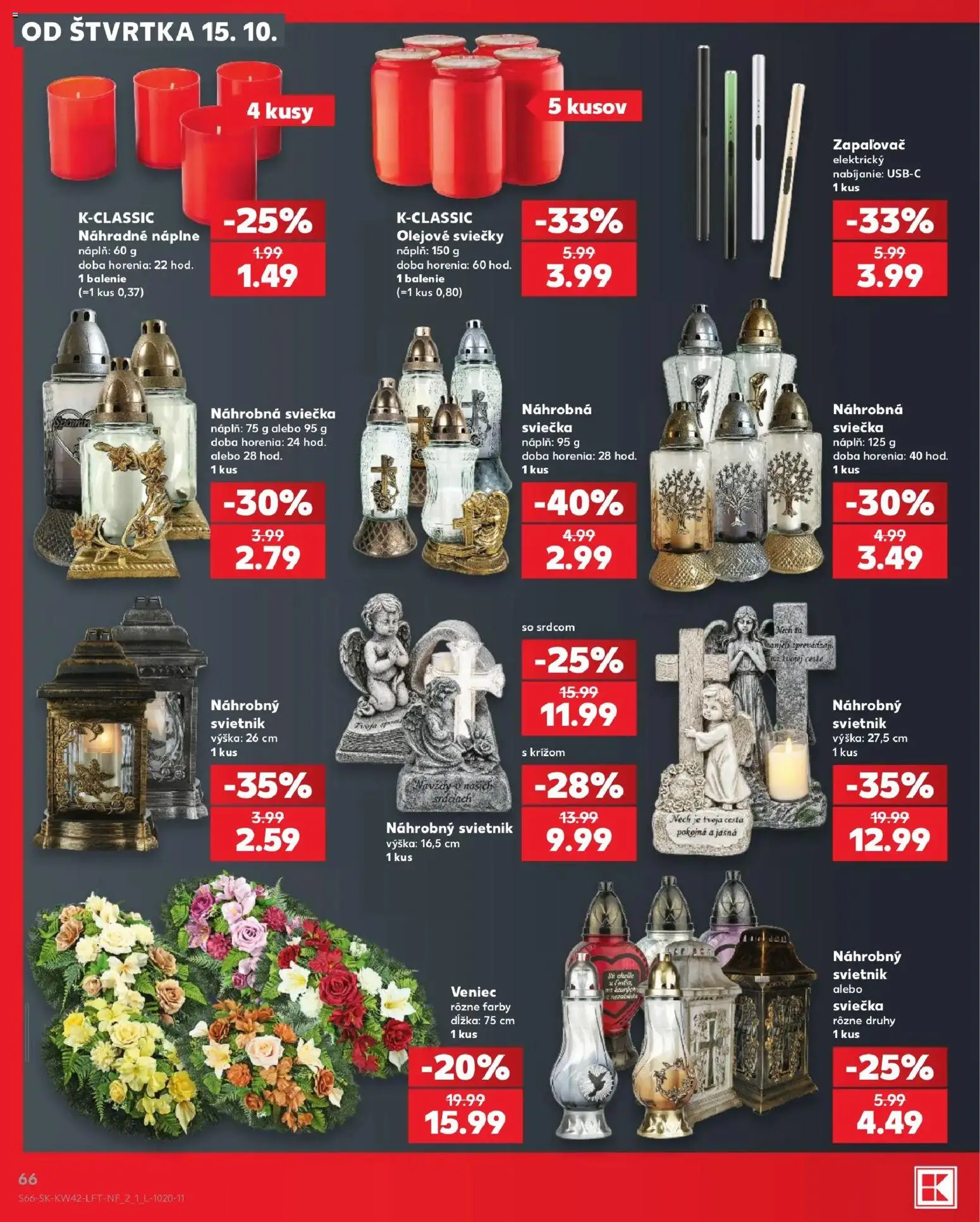 Nové Kaufland akcie – leták je platný od 15.10.2026 | Strana: 66 | Produkty: Sviečky, Svietnik