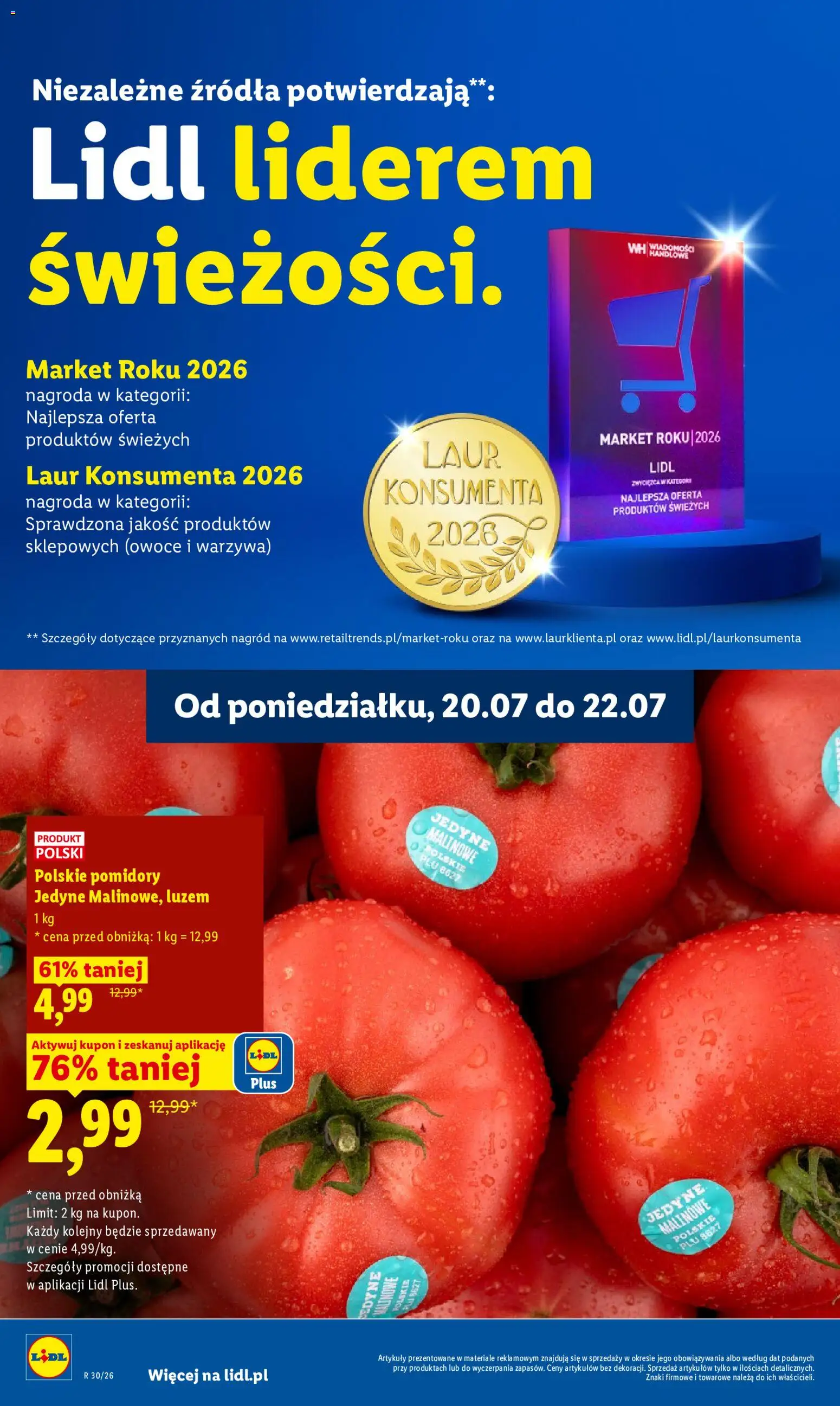 Lidl gazetka od 20.07.2026 | Strona: 46 | Produkty: Pomidory, Warzywa, Owoce