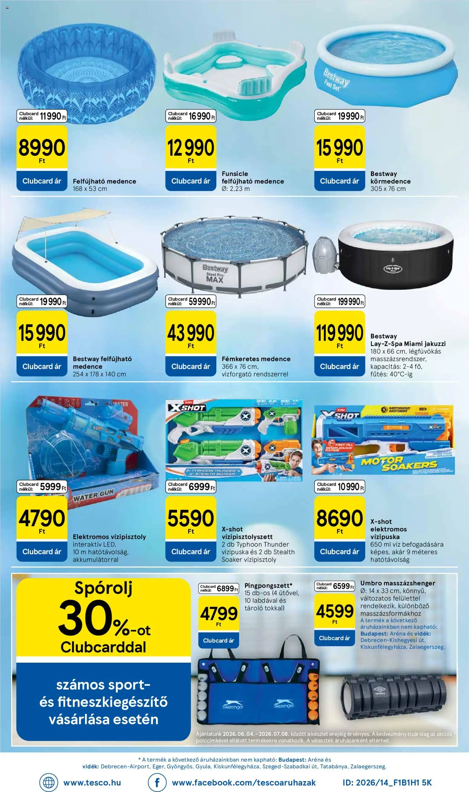 Tesco akciós ujság - amely érvényes a következő dátumtól: 04.06.2026 | Oldal: 36 | Termékek: Jakuzzi, Medence