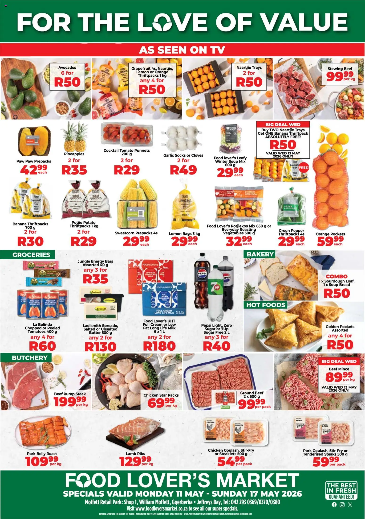 New Food Lover's Market catalogue – valid from 11.05.2026 | Page: 1 | Products: Bread, Chicken, Grapefruit, Lemon