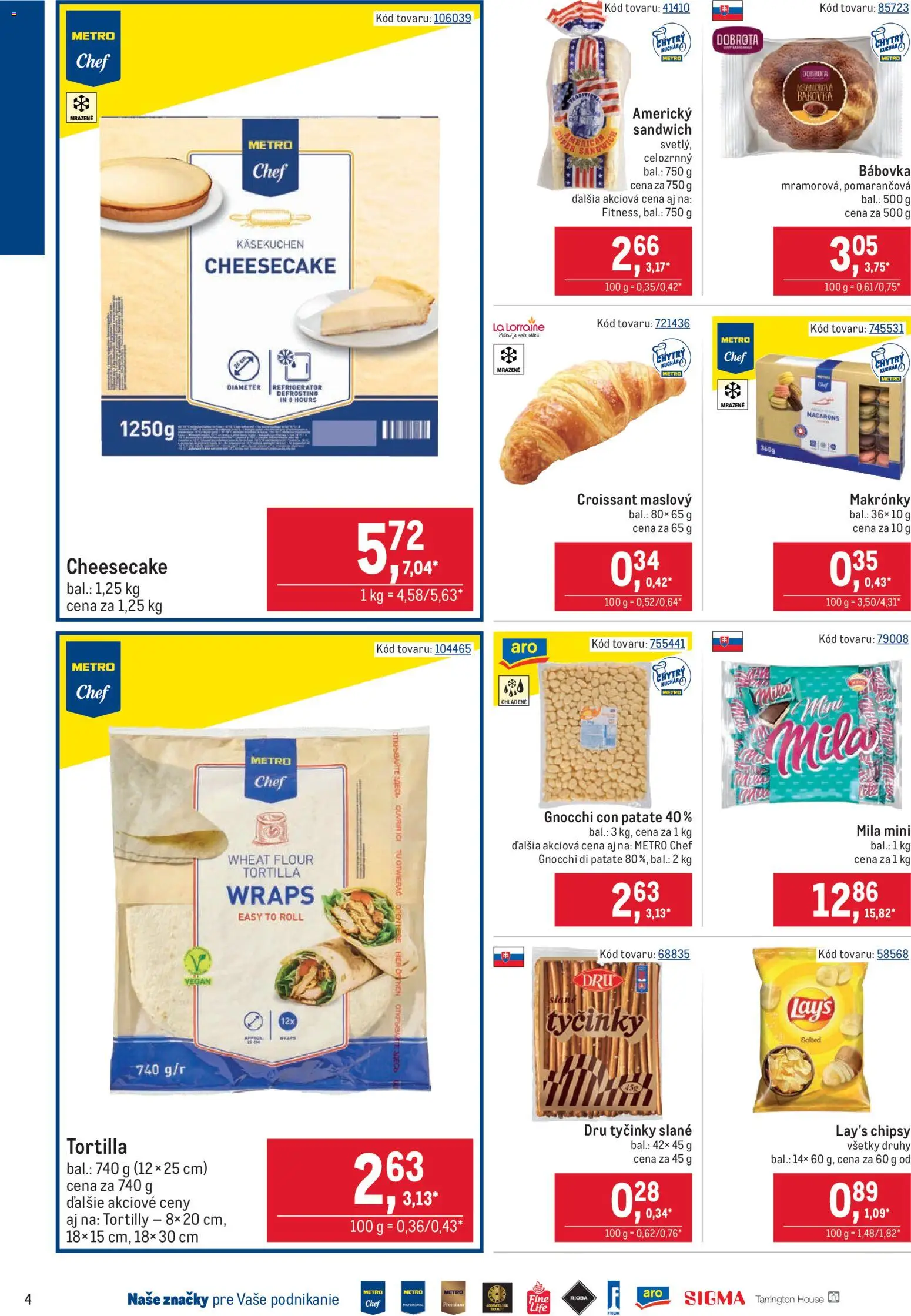Nové Metro akcie – leták je platný od 16.06.2026 | Strana: 4 | Produkty: Tortilla, Makronky, Chipsy, Mila