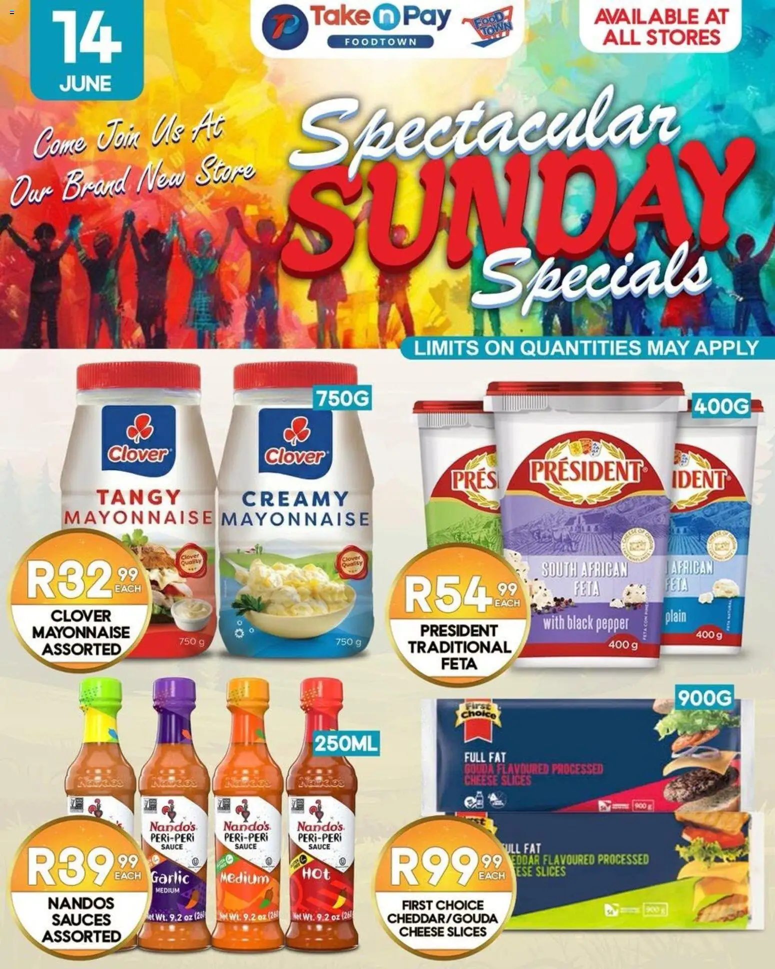 New Take n Pay catalogue – valid from 14.06.2026 | Page: 2 | Products: Cheese, Sauces, Pepper, Garlic