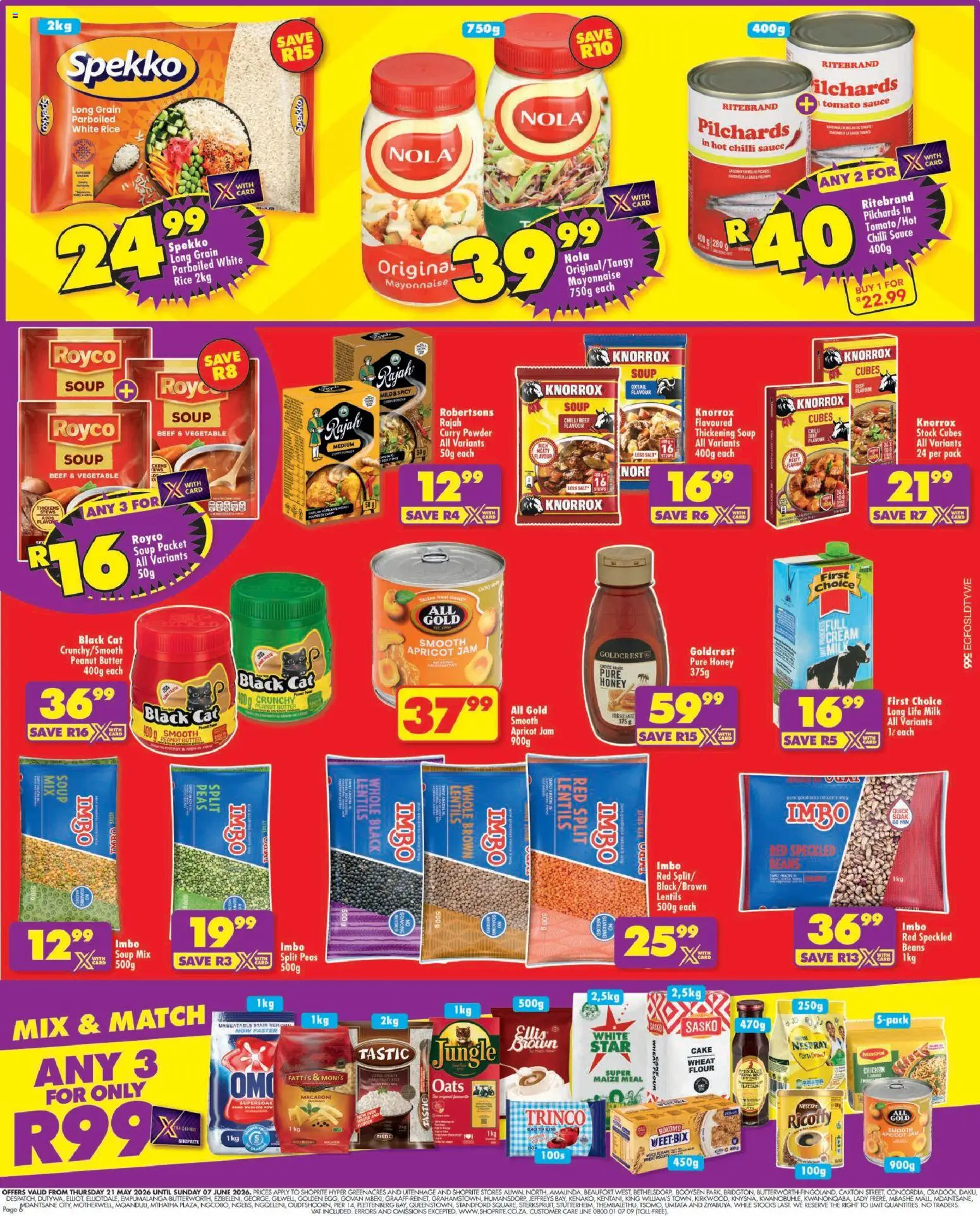 New Shoprite catalogue – valid from 21.05.2026 | Page: 6 | Products: Maize meal, Oats, Chicken, Peanut butter