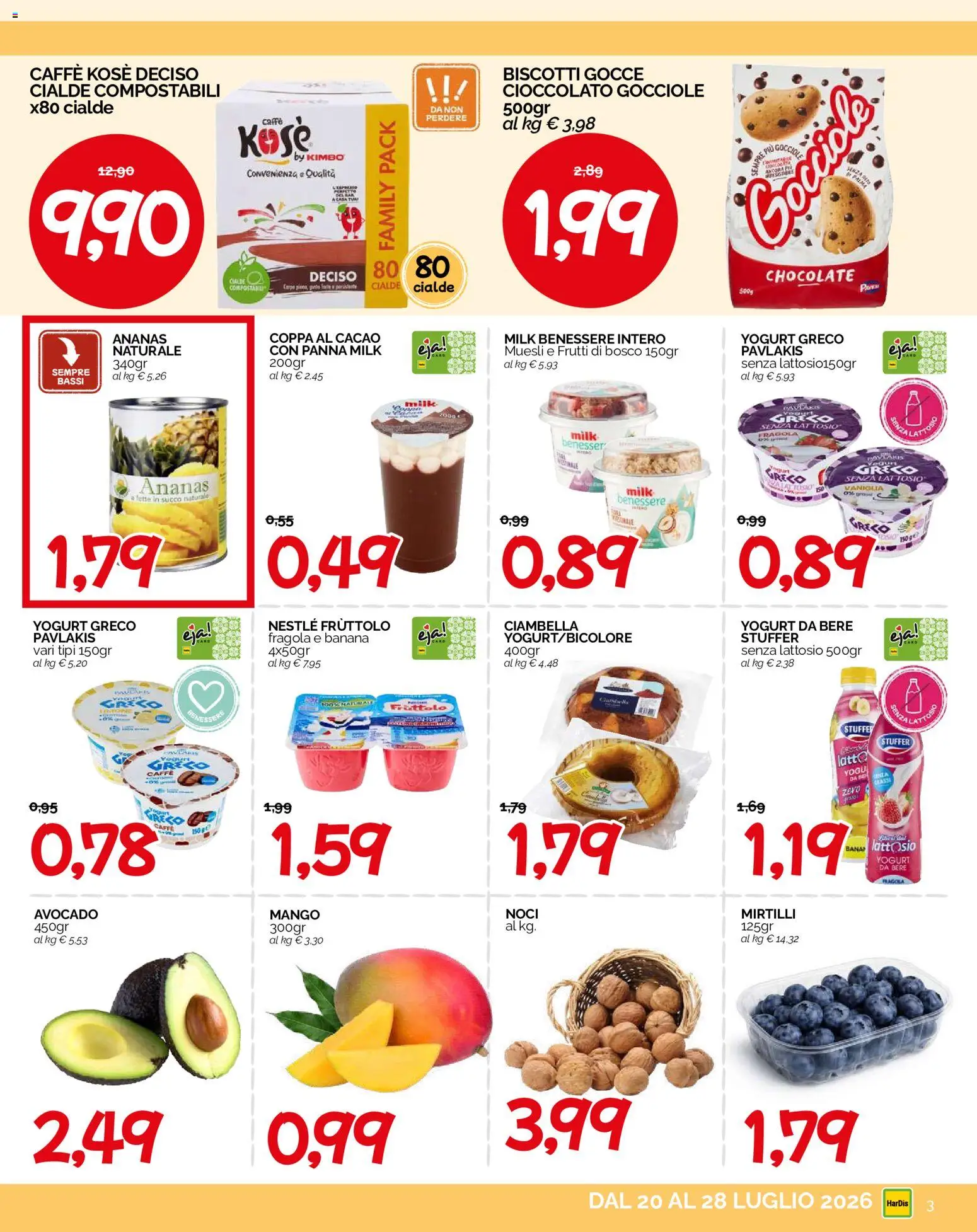 Volantino HarDis del 20/07/2026 | Pagina: 3 | Prodotti: Panna, Avocado, Noci, Cacao