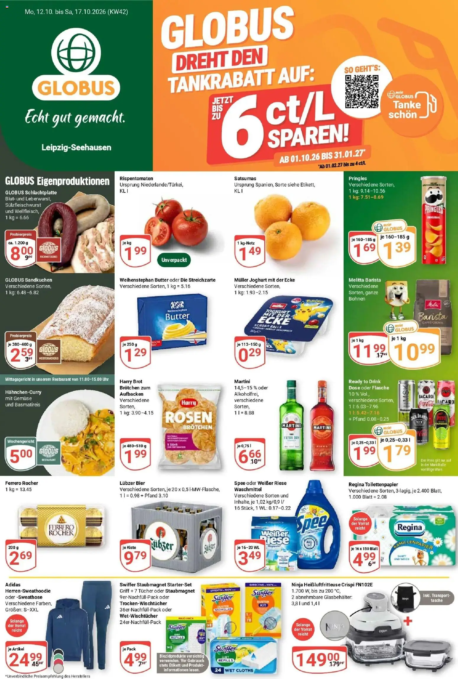 Globus Prospekt Leipzig (ab 12.10.2026) » Angebote online | Seite: 1 | Produkte: Sweathose, Spee, Waschmittel, Heißluftfritteuse