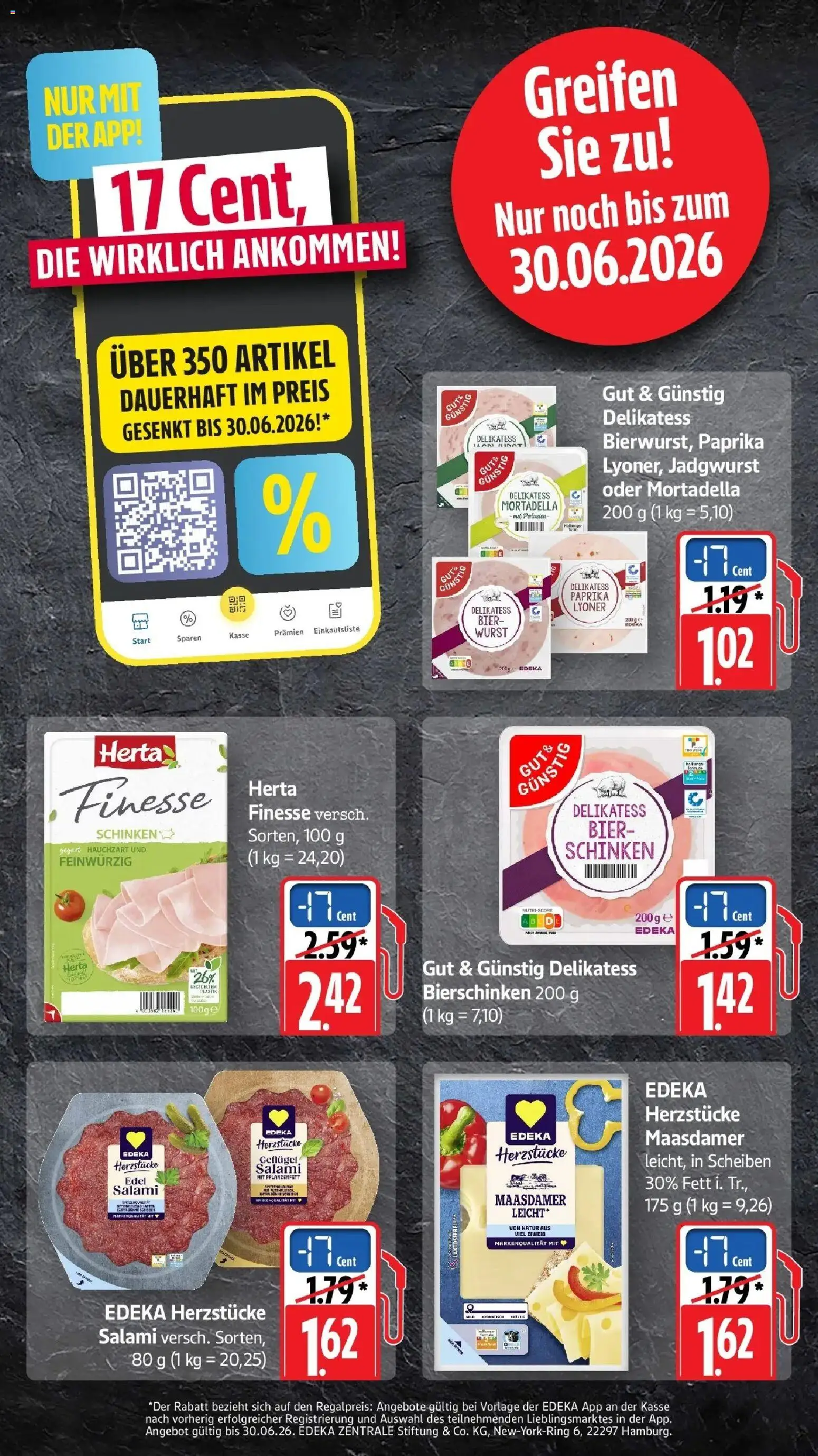 Edeka prospekt Bühlertal – gültig ab 22.06.2026 | Seite: 72 | Produkte: Bier, Paprika, Salami, Schinken