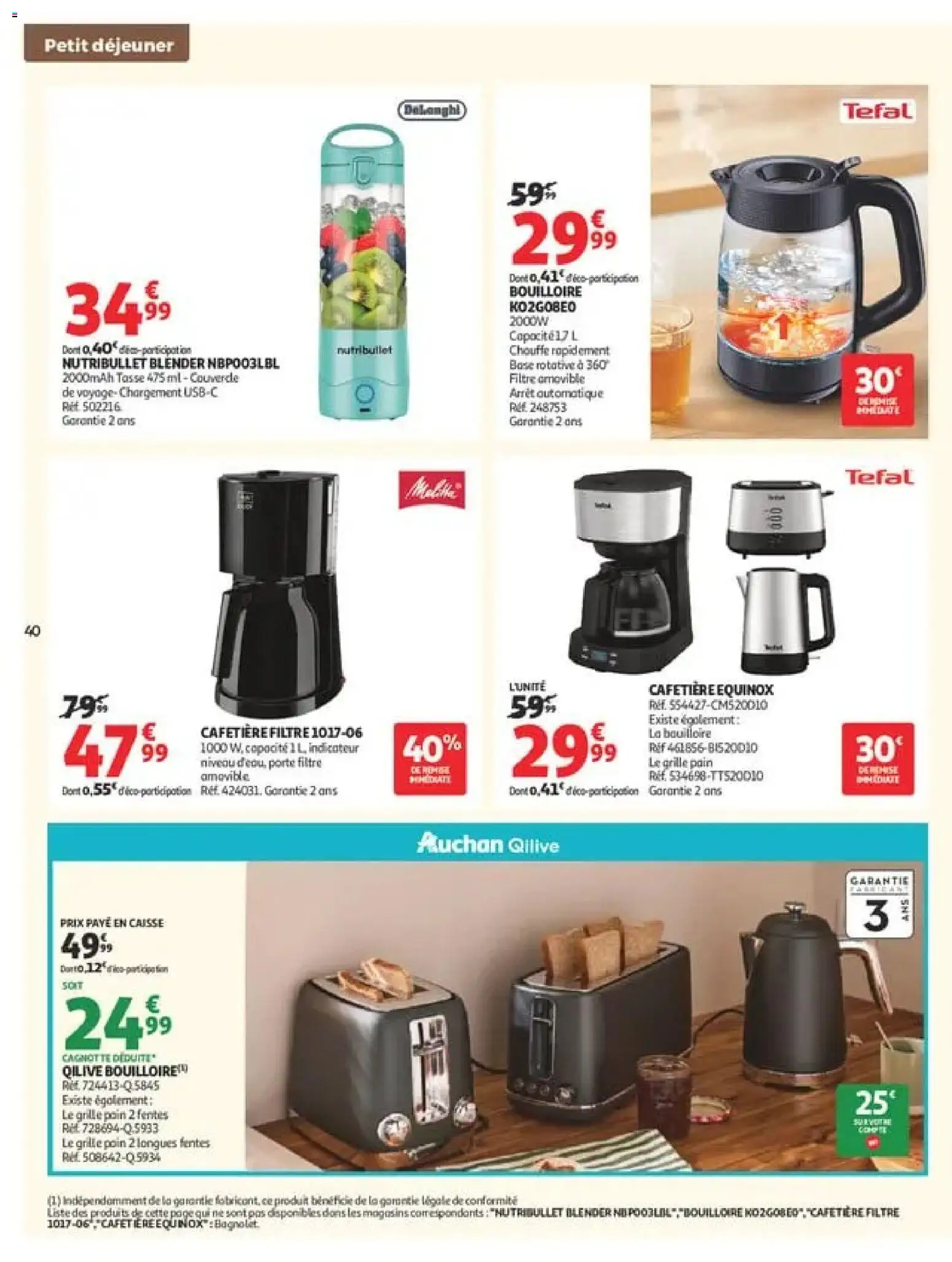 {H1} | Page: 40 | Produits: Cafetière, Base, Blender, Delonghi
