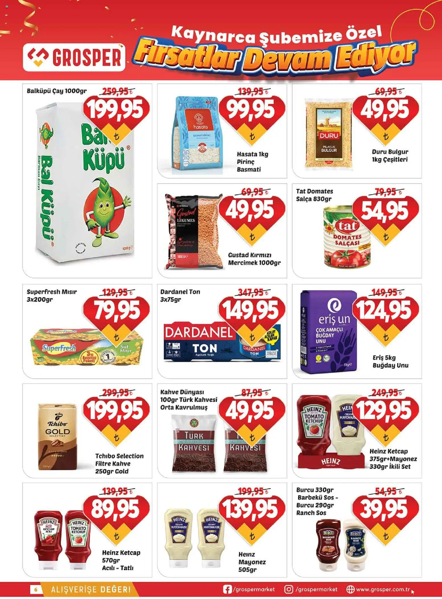 Grosper Katalog - 17.06.2026 tarihinden itibaren geçerlidir | Sayfa: 6 | Ürünler: Ravioli, Barbekü sos, Mayonez, Mısır