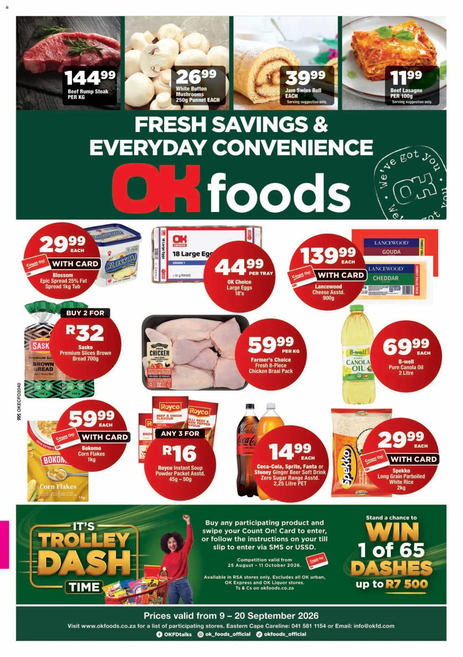 New OK Foods catalogue – valid from 09/09/2026 | Page: 1 | Products: Tray, Rump steak, Steak, Powder