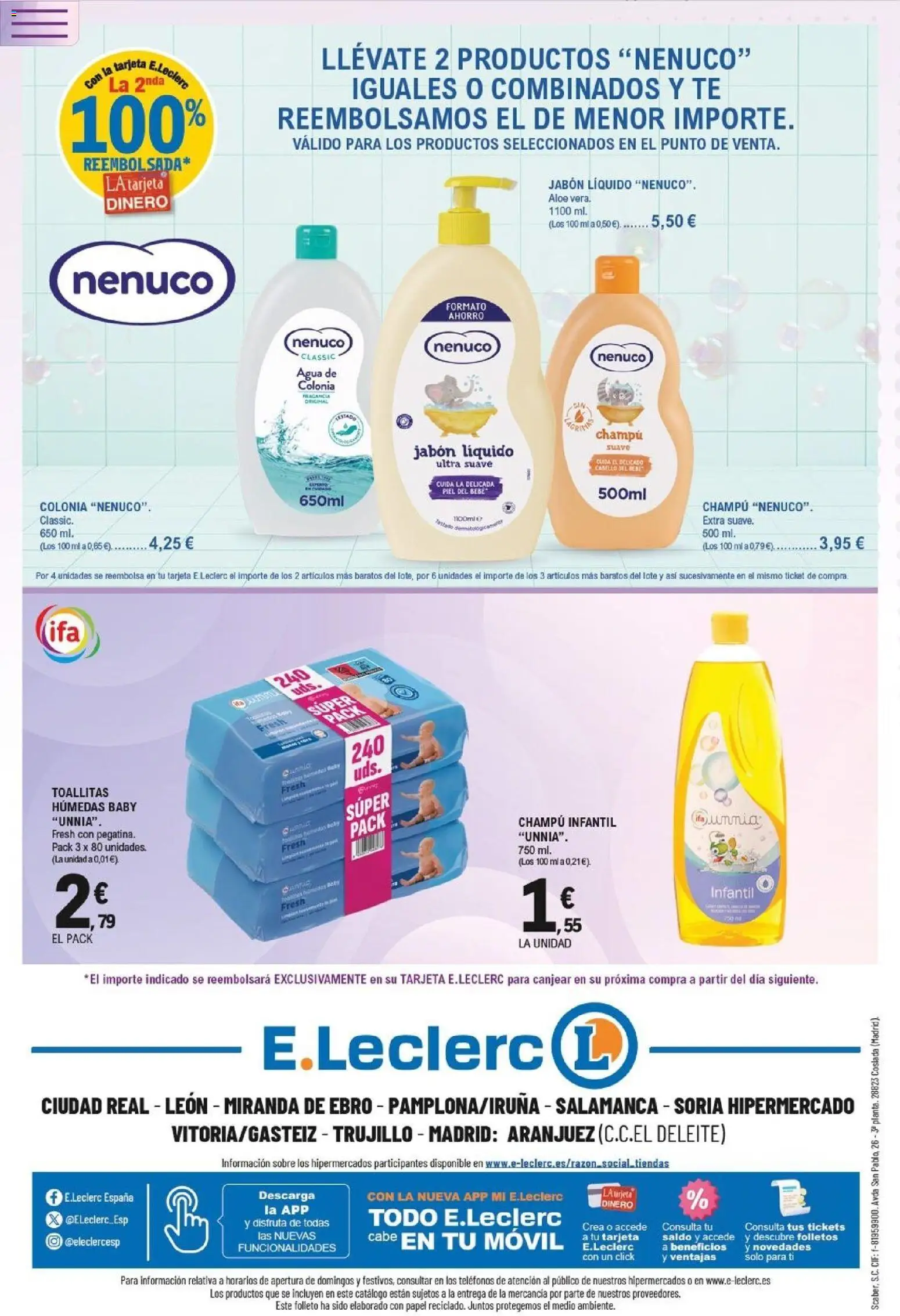 E.Leclerc Resalta tu belleza │ válido desde el 13.05.2026 | Página: 32 | Productos: Champú, Colonia, Té, Jabón líquido