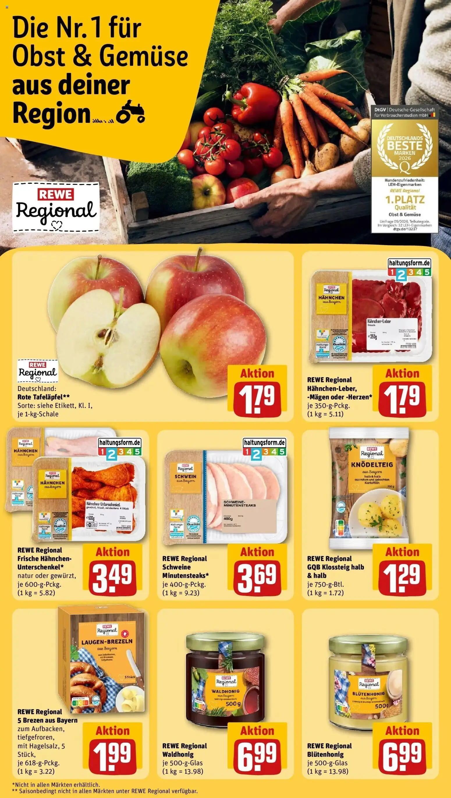 REWE Prospekt ab 07.09.2026 zum Blättern » Angebote | Seite: 13 | Produkte: Hahnchen, Kartoffeln, Gemüse, Obst