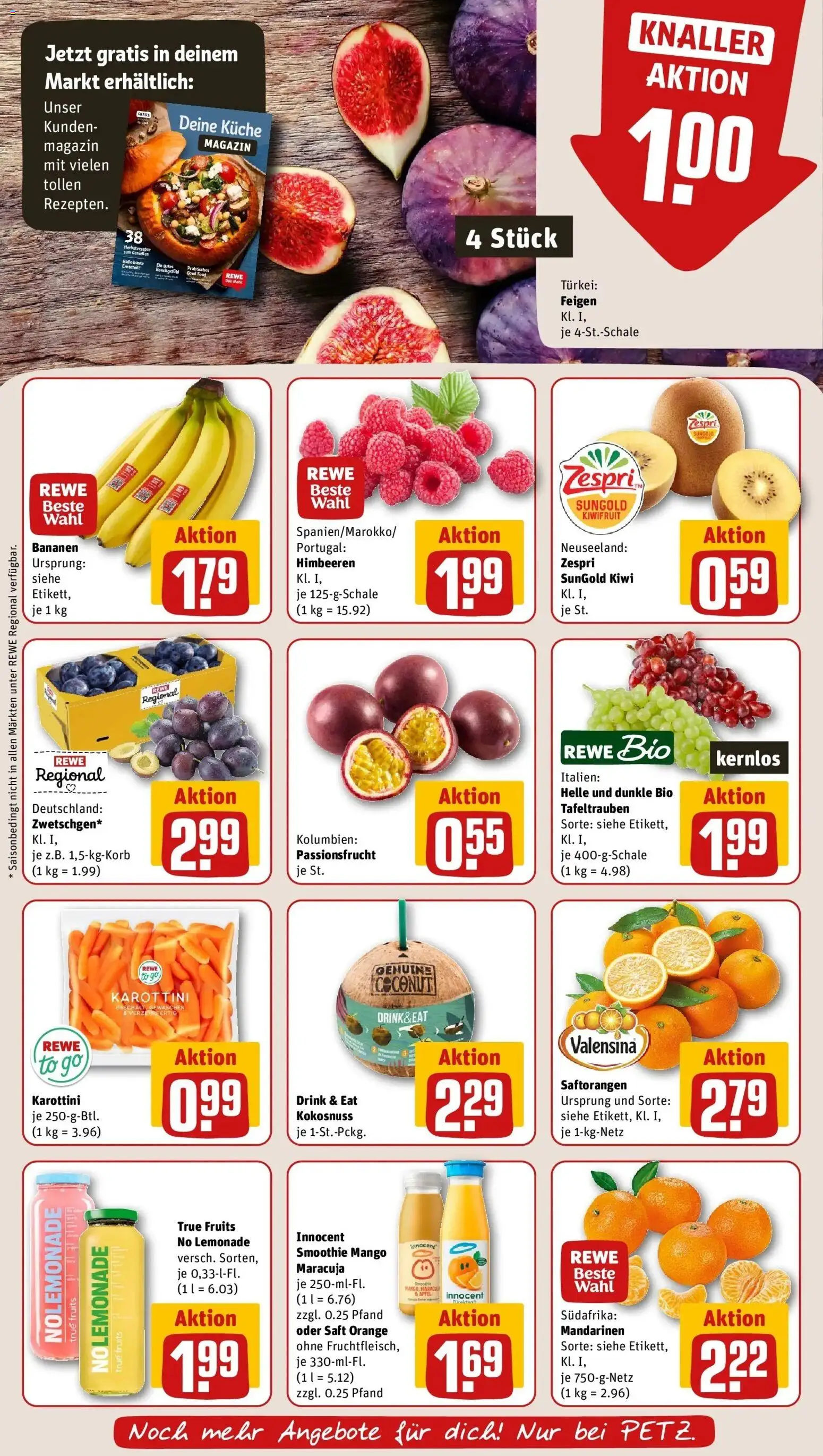 REWE Prospekt ab 07.09.2026 zum Blättern » Angebote | Seite: 6 | Produkte: Äpfel, Bananen, Valensina, Saft