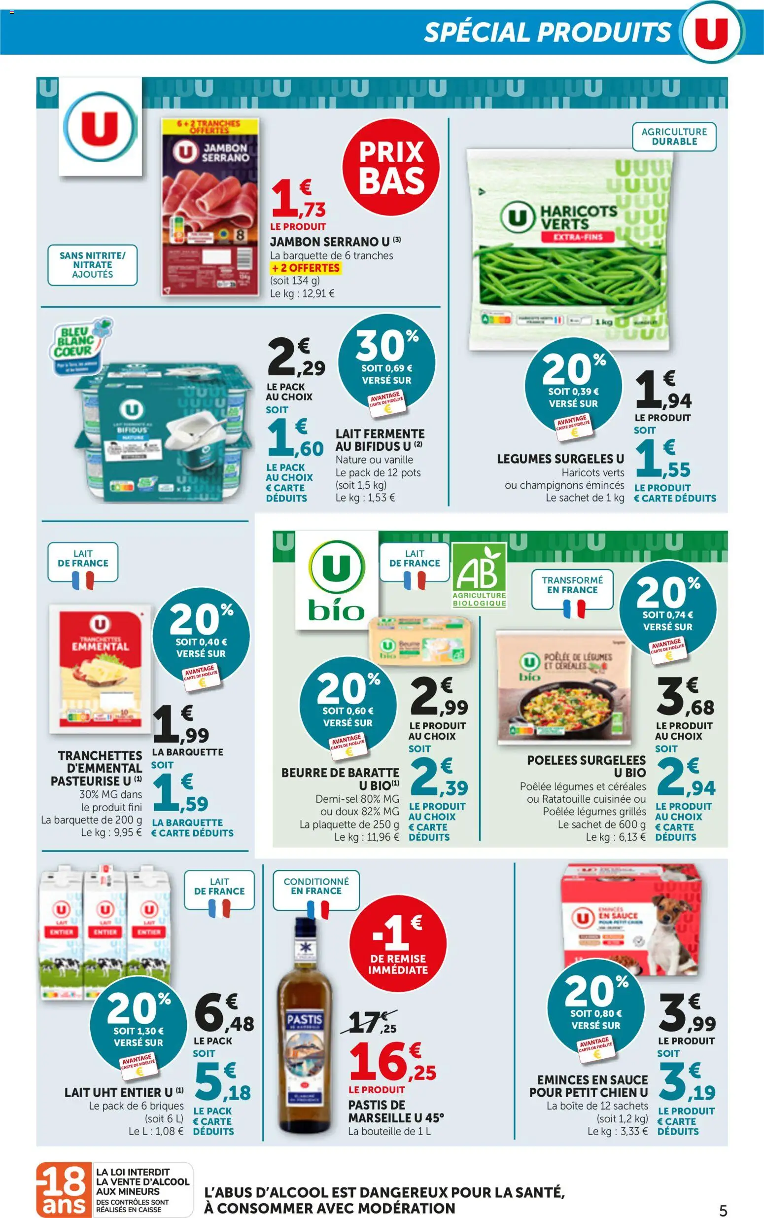 {H1} | Page: 5 | Produits: Haricots verts, Champignons eminces, Beurre, Céréales