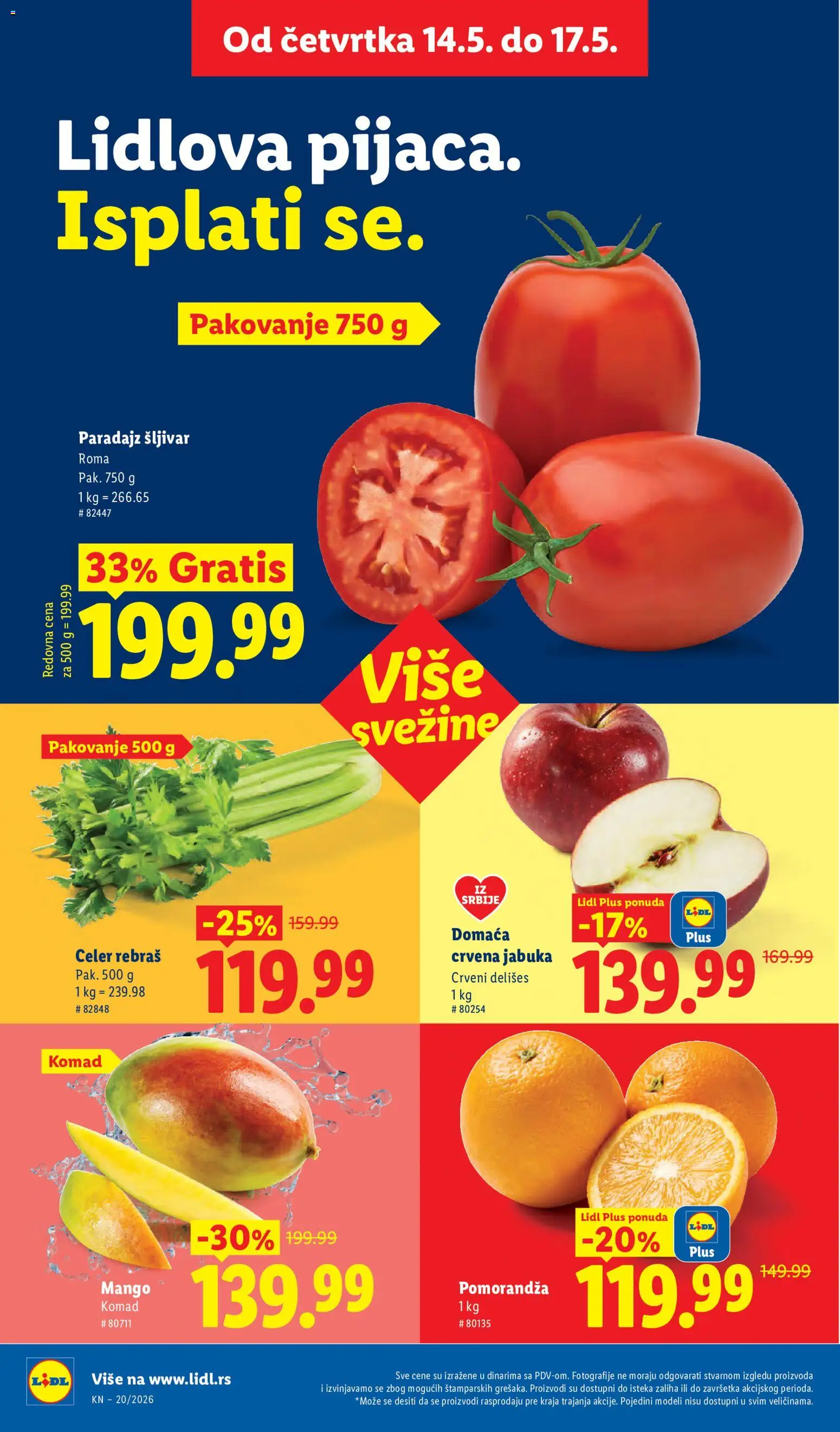Lidl katalog - važi od 14.05.2026 | Strana: 14 | Proizvode: Mango, Pomorandza, Pakovanje, Celer