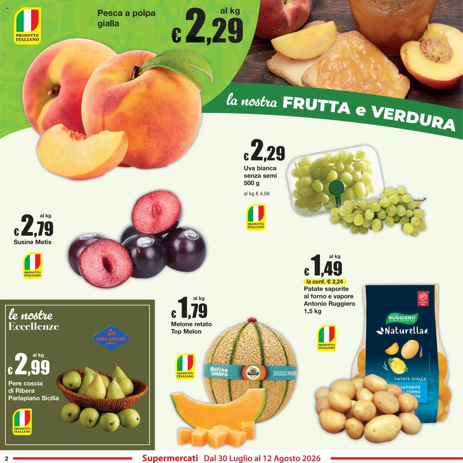 Volantino Sì con Te del 30/07/2026 | Pagina: 2 | Prodotti: Frutta, Pesca, Melone, Forno