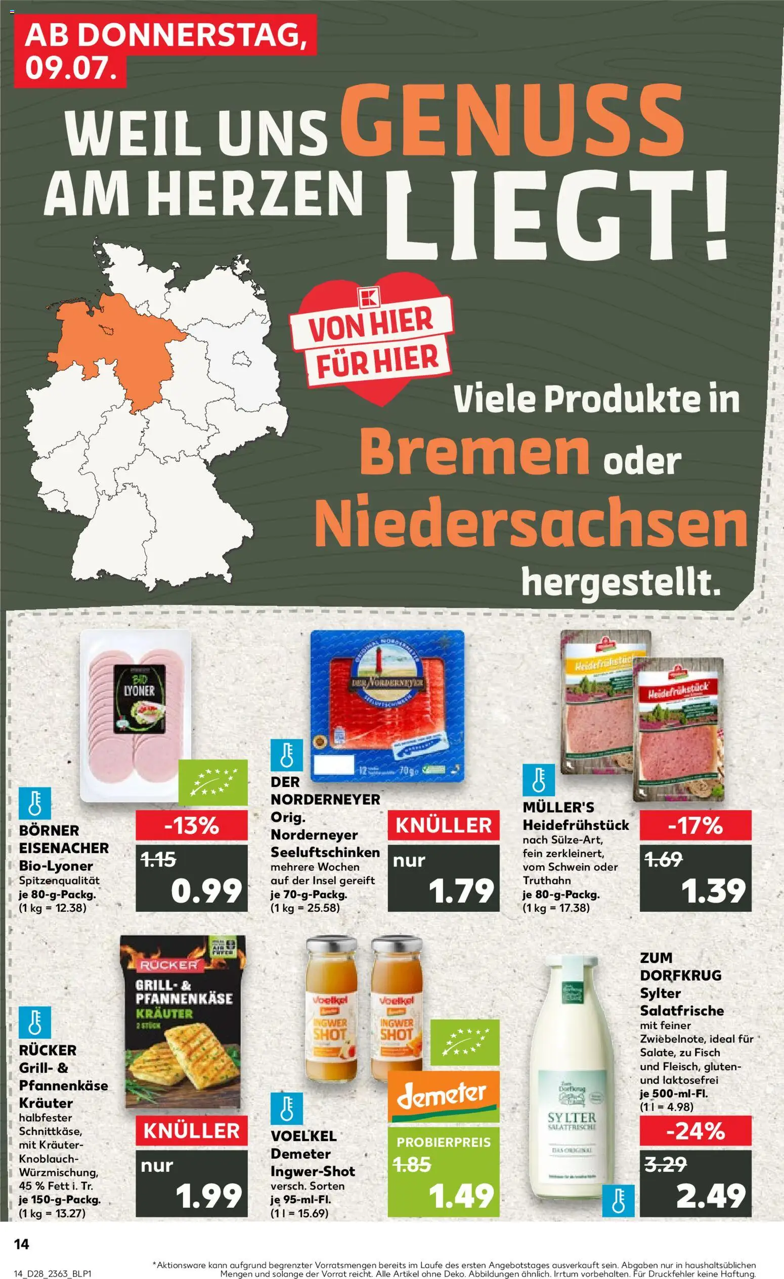 Kaufland Prospekt Bremen – gültig ab 09.07.2026 | Seite: 14 | Produkte: Grill, Fisch, Knoblauch