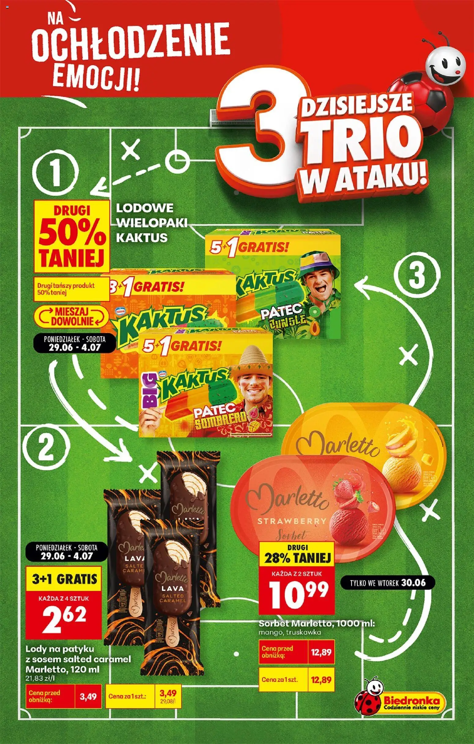Biedronka gazetka - Football od 30.06.2026 | Strona: 3 | Produkty: Lody na patyku, Sorbet, Lody
